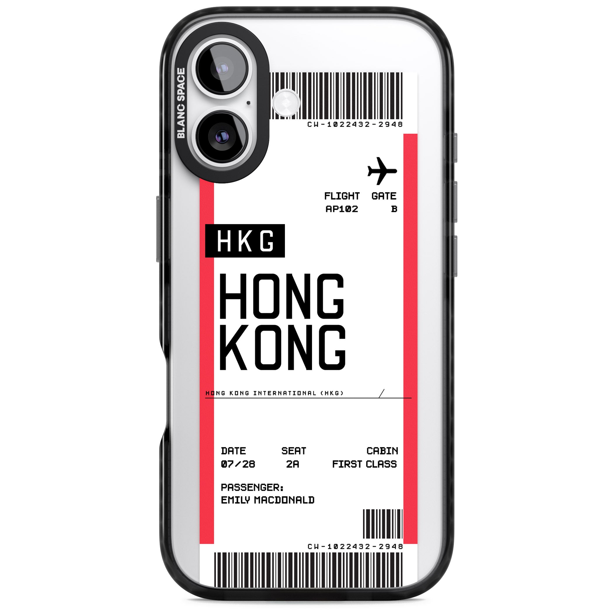 Personalised Hong Kong Boarding Pass iPhone 17 Impact Black Phone Case
