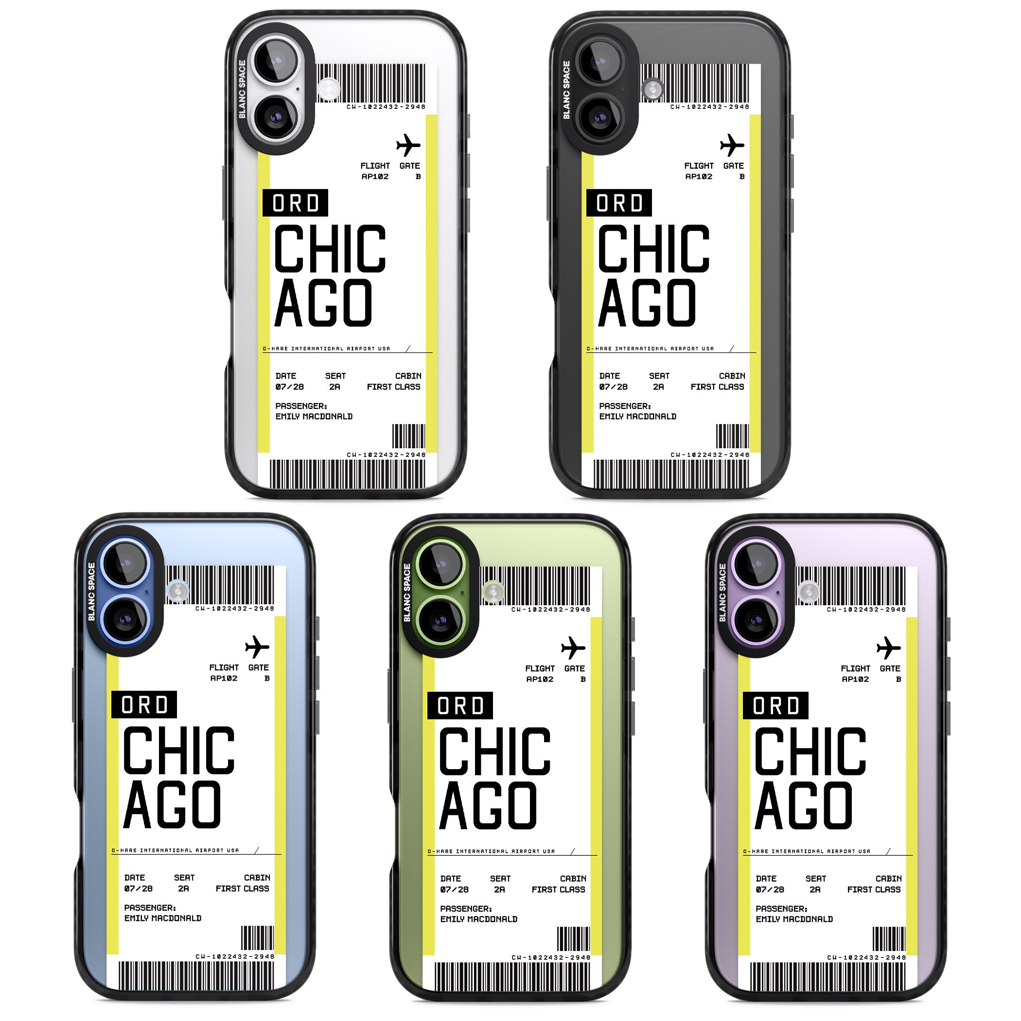 Personalised Chicago Boarding Pass iPhone 17 Impact Black Phone Case APT Impact Protection