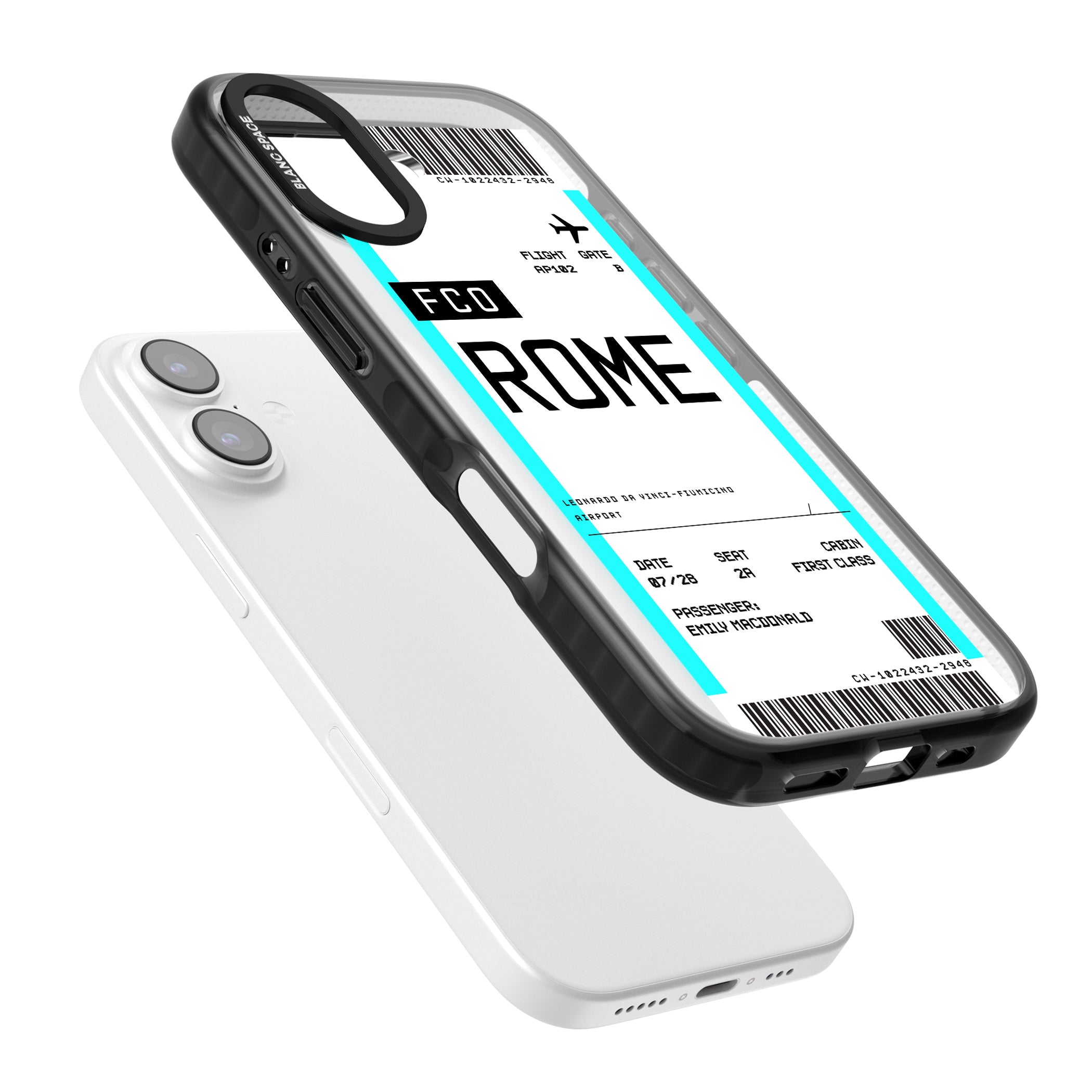 Personalised Rome Boarding Pass iPhone 17 Impact Black Phone Case Colours
