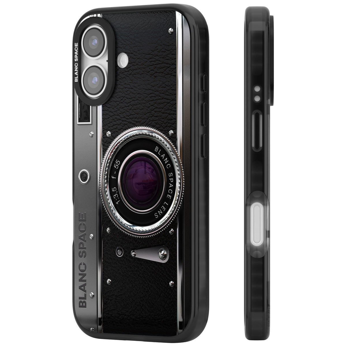 Vintage Classic Camera iPhone 16 / iPhone 16 Plus / iPhone 17 Impact Black Phone Case side