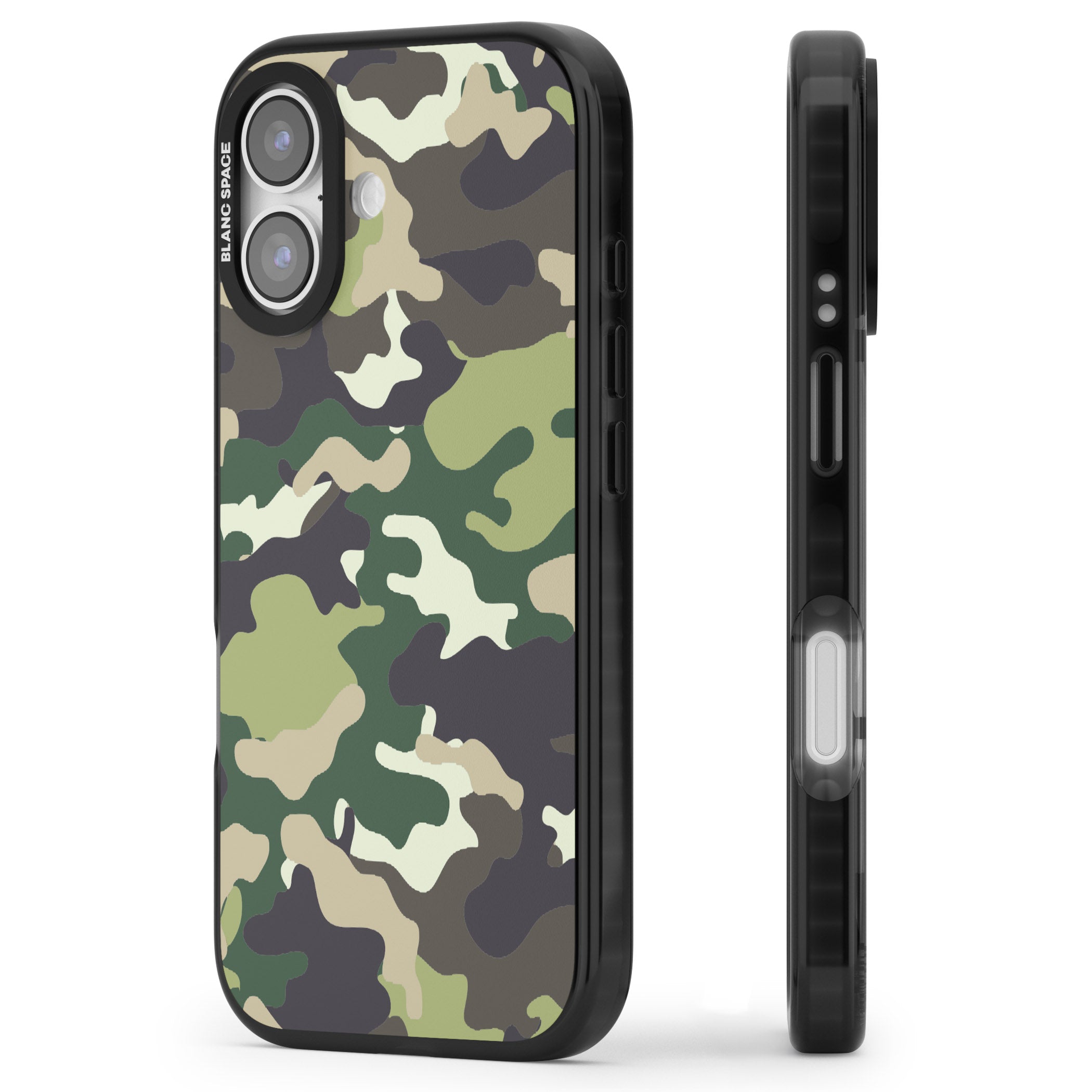 Green Camo iPhone 17 Impact Black Phone Case Side Profile