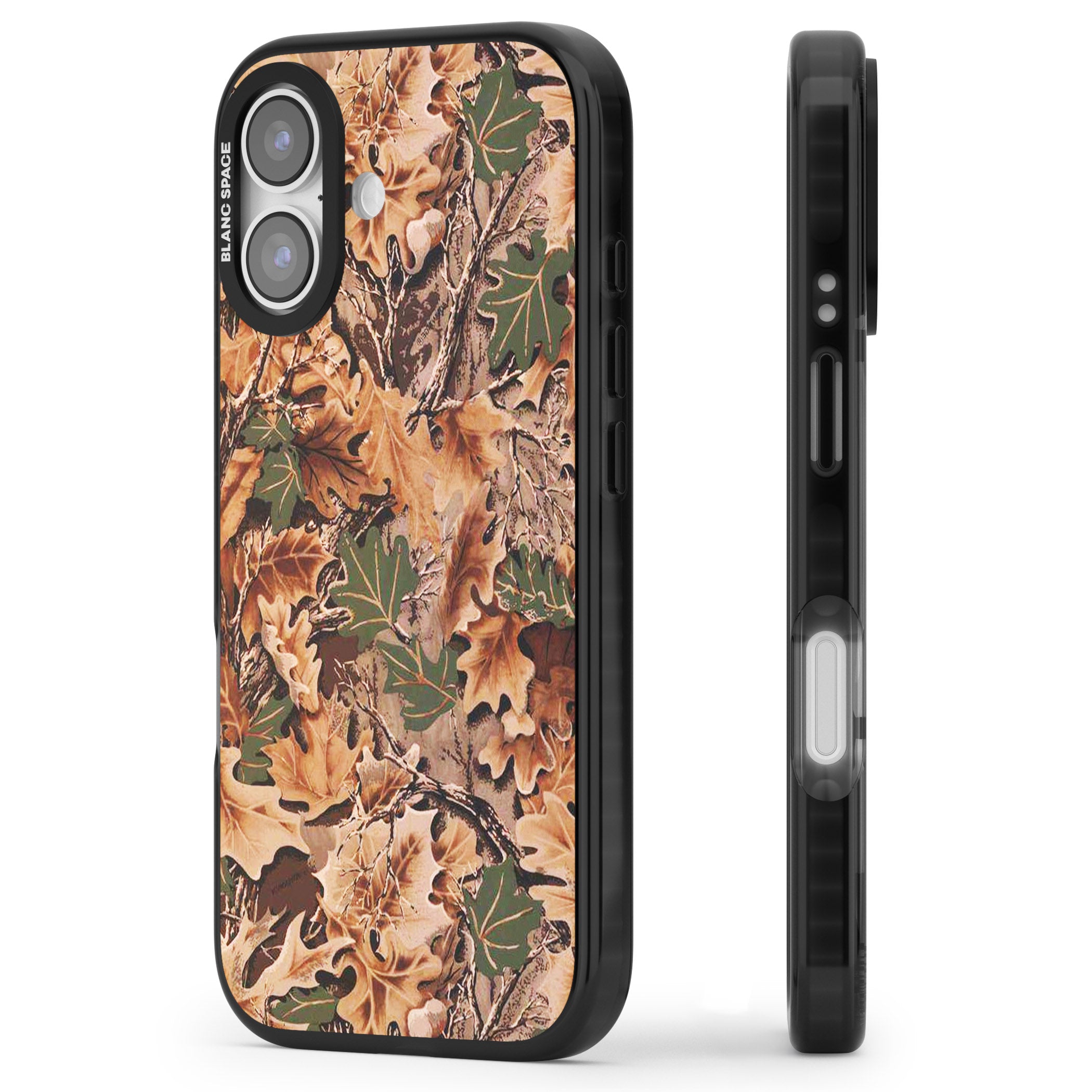 Leaves Camo iPhone 17 Impact Black Phone Case Side Profile