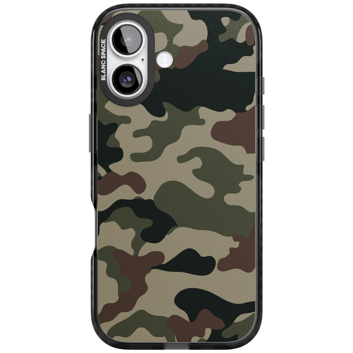 Woodland British Camo iPhone 16 / iPhone 16 Plus / iPhone 17 Impact Black Phone Case front