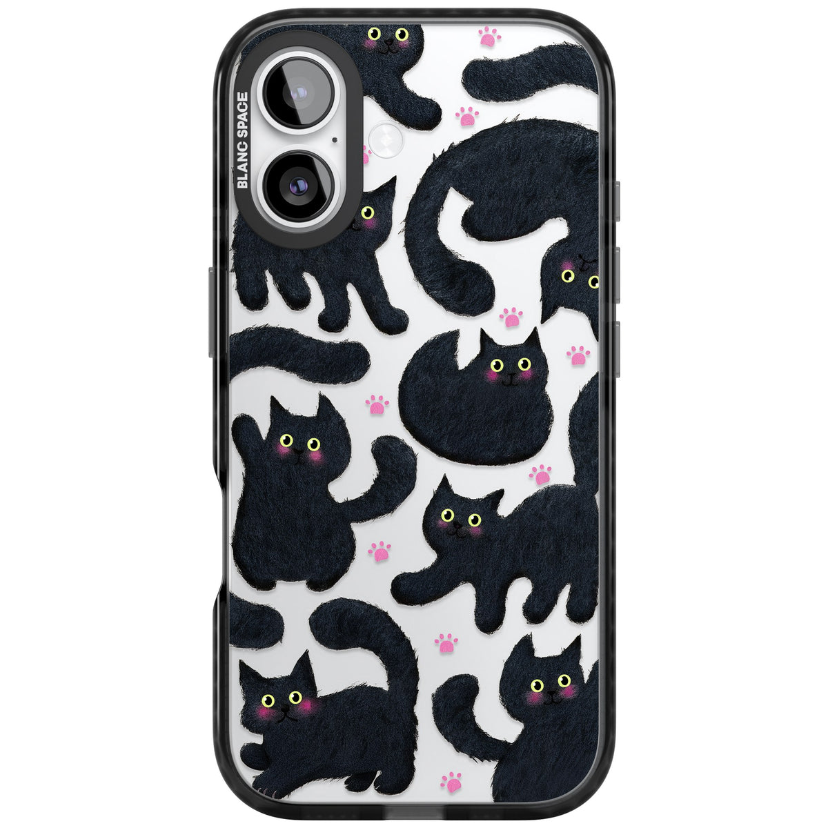 Midnight Cats iPhone 16 / iPhone 16 Plus / iPhone 17 Impact Black Phone Case front