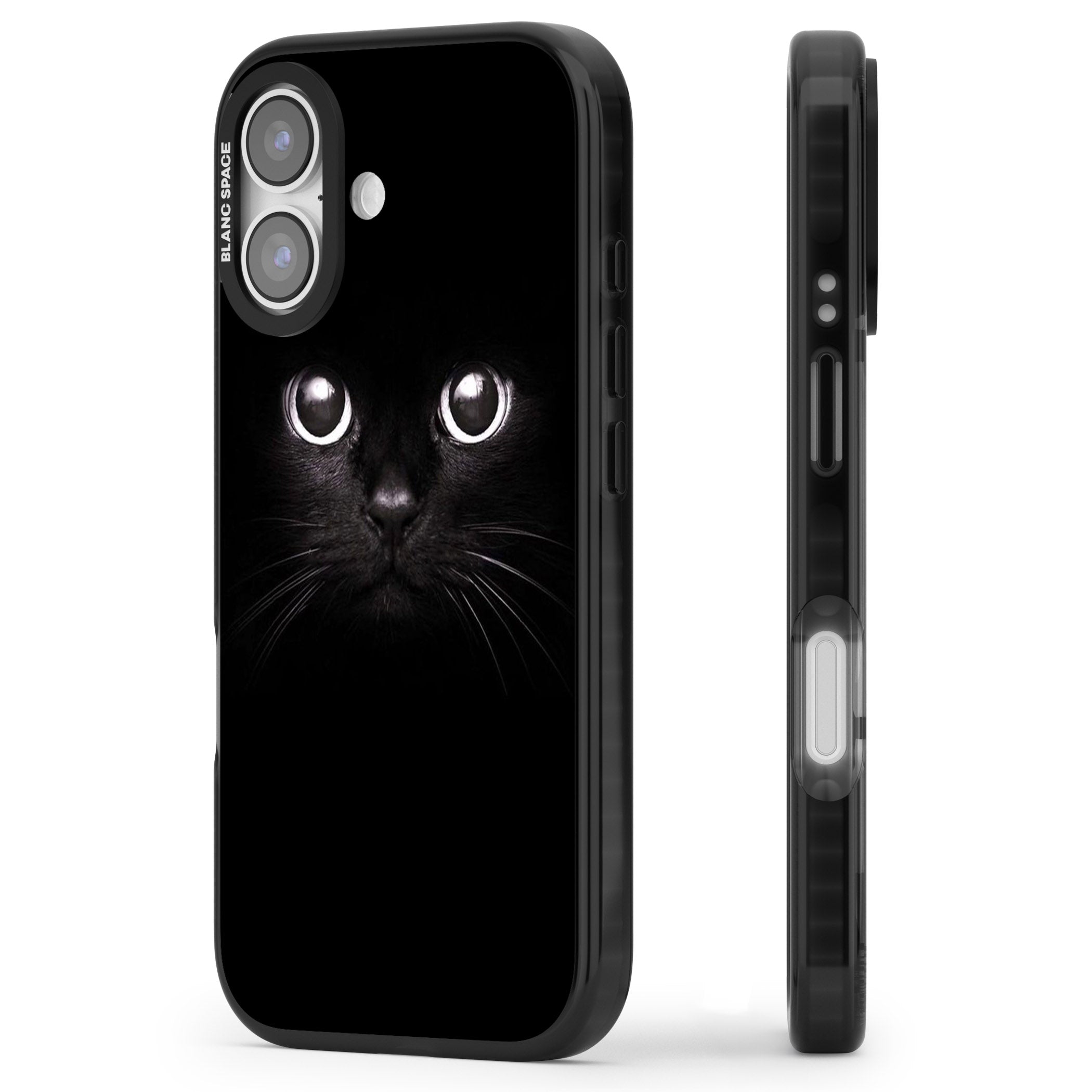 Black Cat iPhone 17 Impact Black Phone Case Side Profile