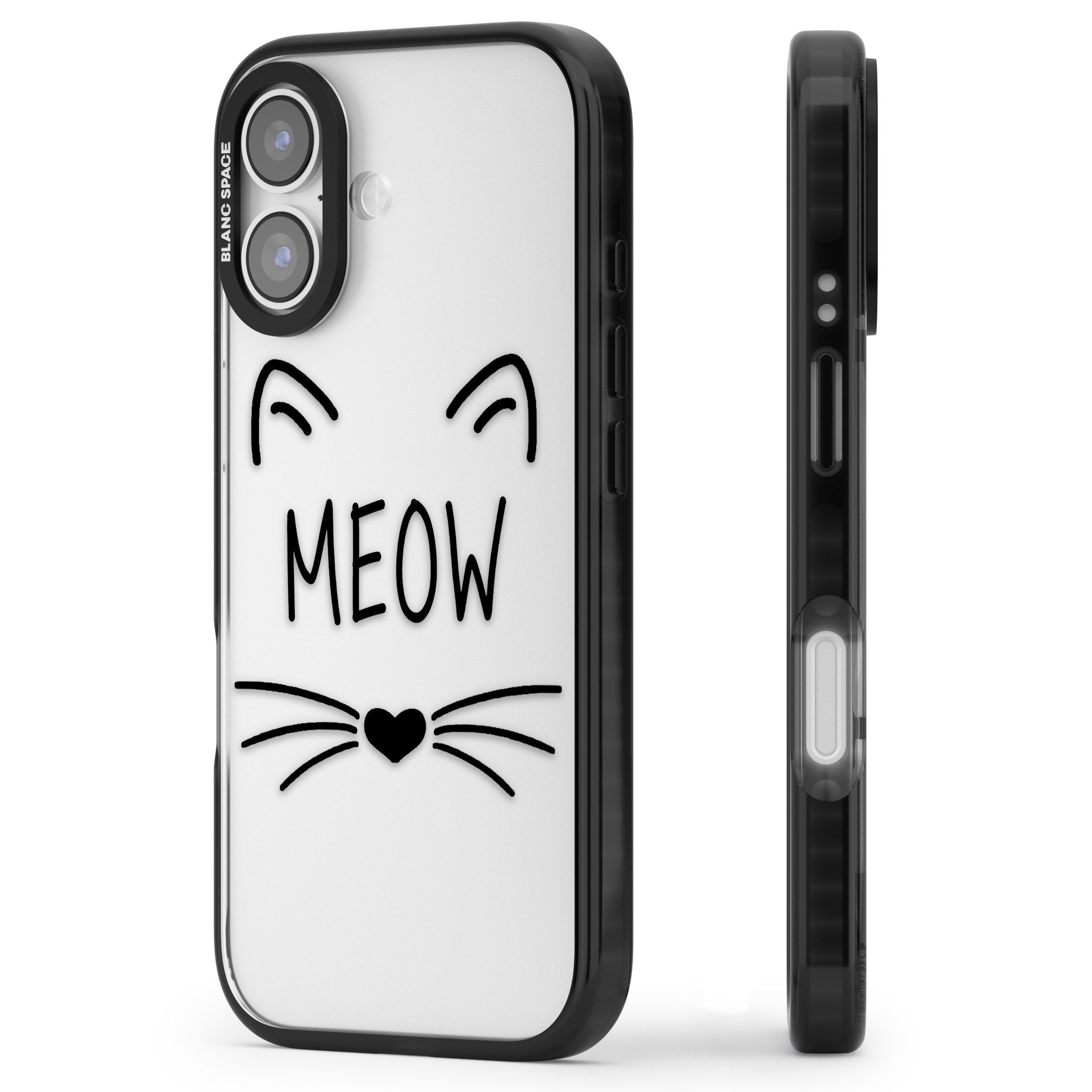 Cat Whiskers iPhone 17 Impact Black Phone Case Side Profile