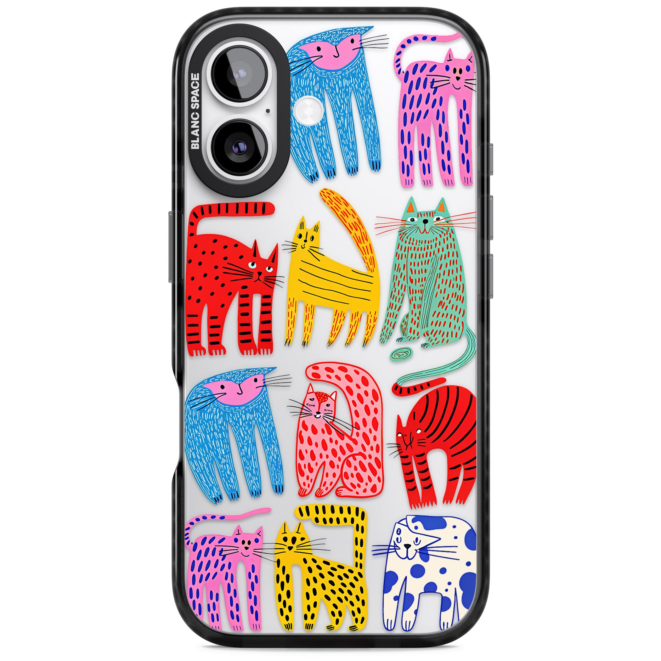Abstract Colourful Cats iPhone 17 Impact Black Phone Case