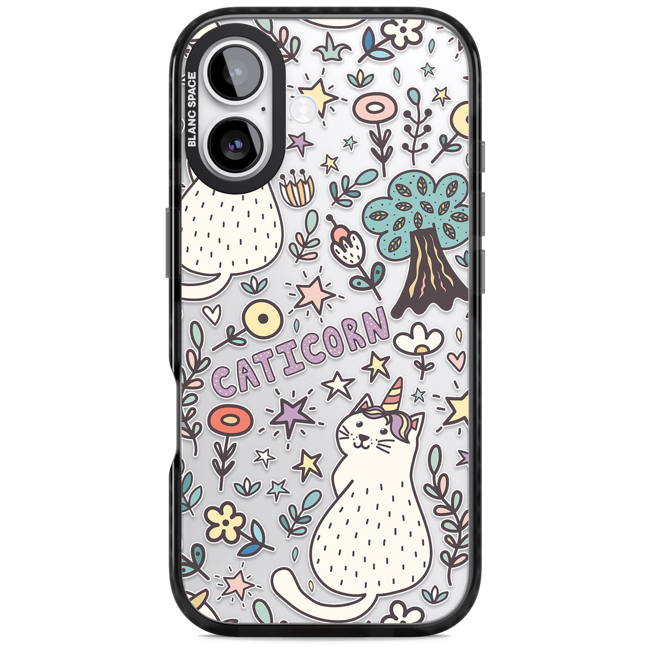 Caticorn Pattern iPhone 17 Impact Black Phone Case