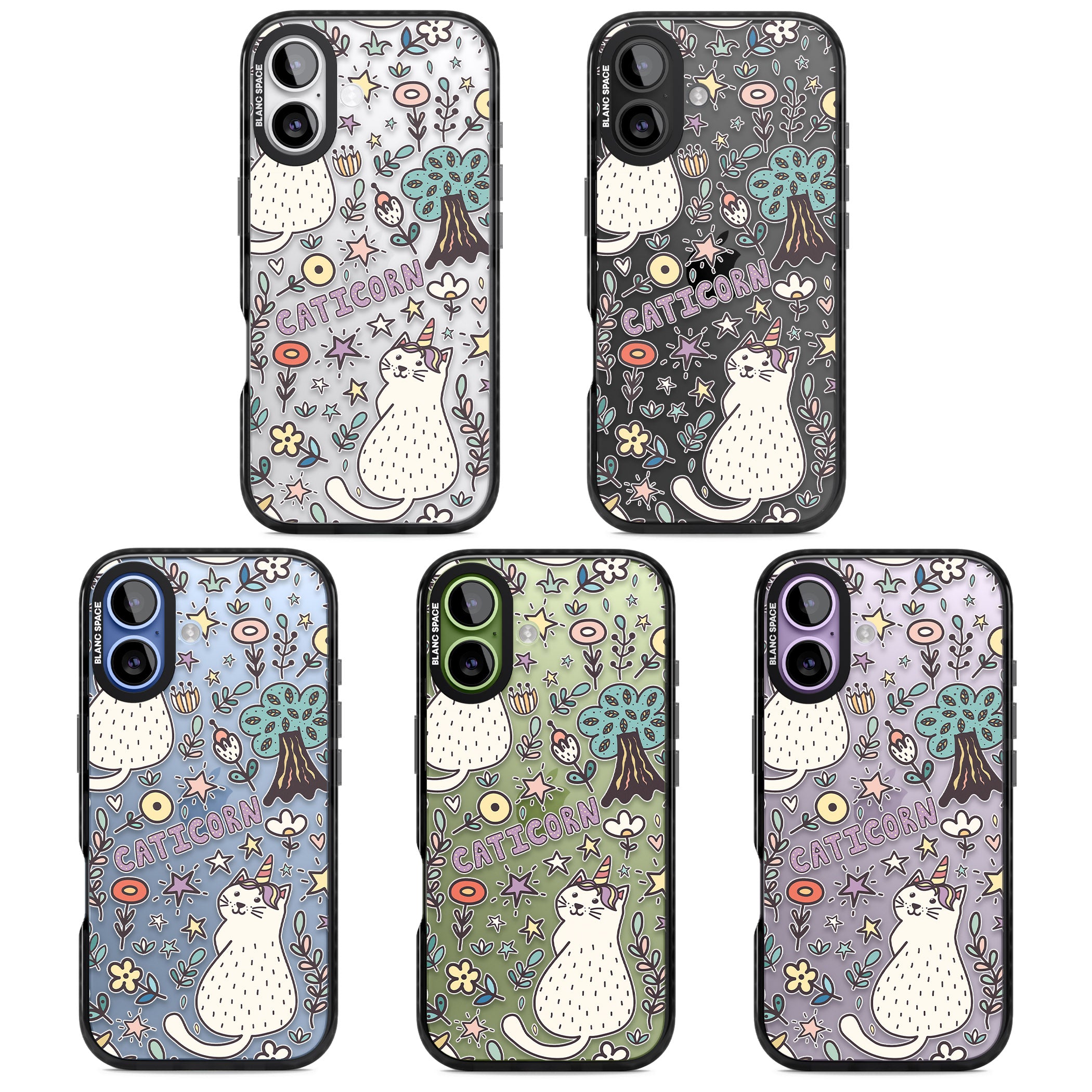 Caticorn Pattern iPhone 17 Impact Black Phone Case APT Impact Protection