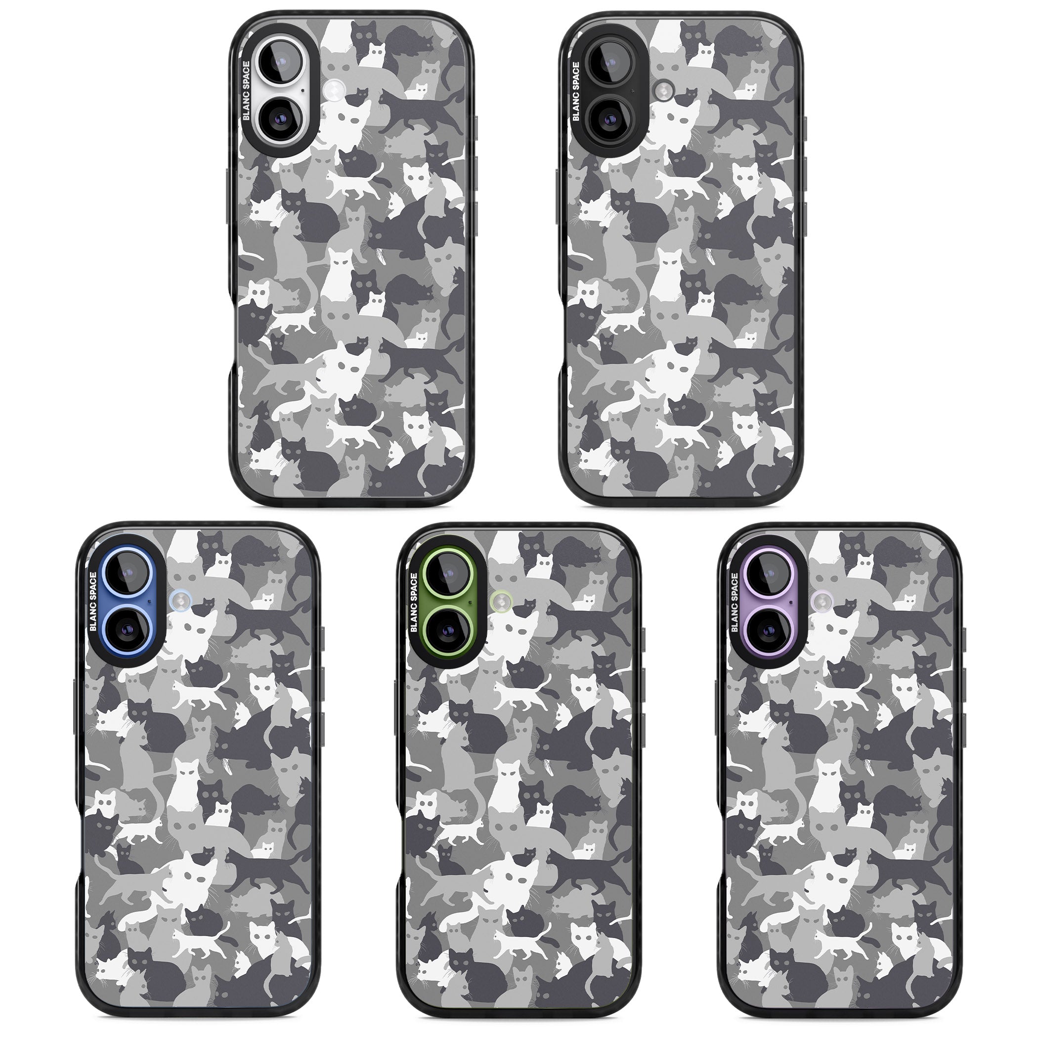 Dark Grey Cat Camouflage iPhone 17 Impact Black Phone Case APT Impact Protection