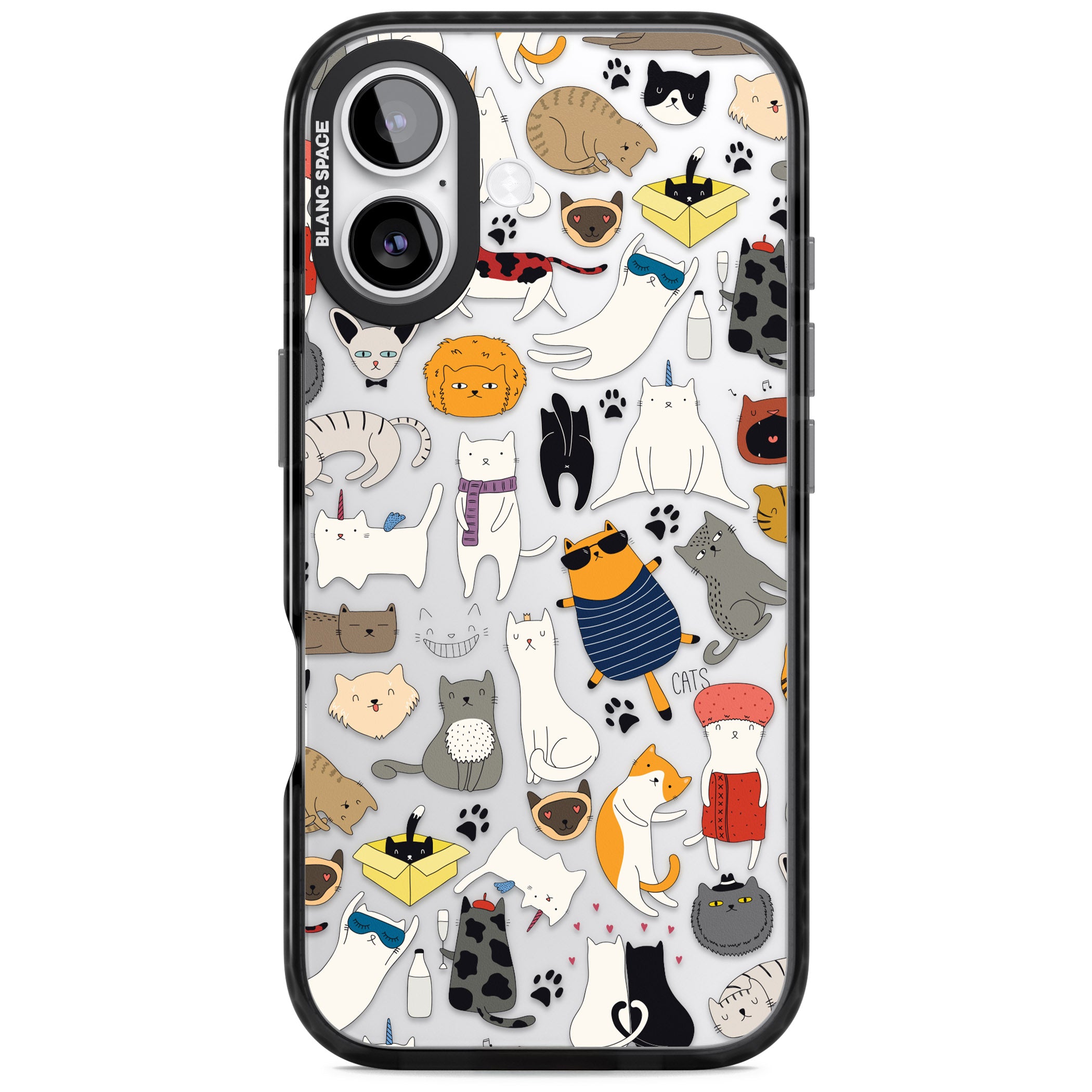 Cartoon Cat Collage iPhone 17 Impact Black Phone Case