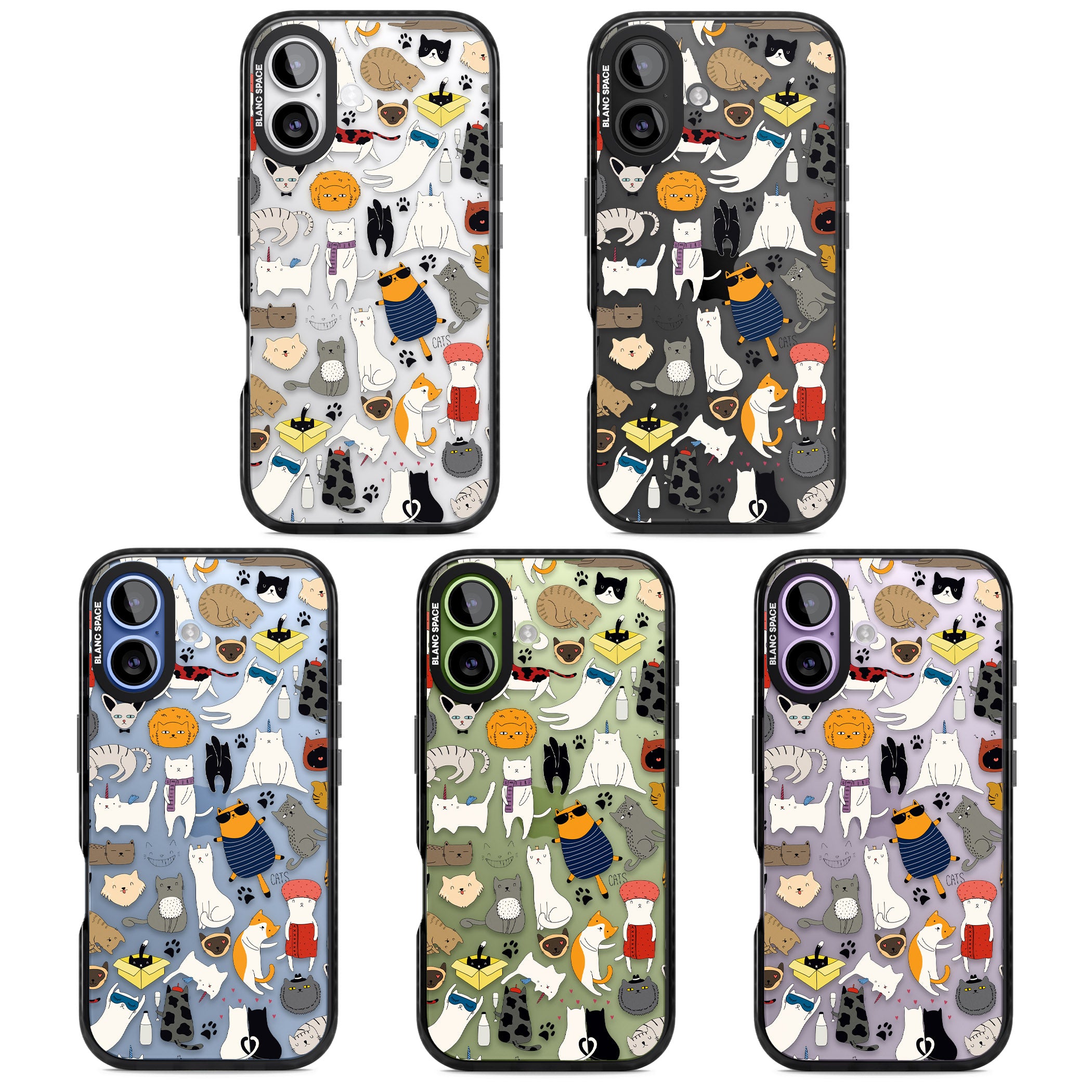 Cartoon Cat Collage iPhone 17 Impact Black Phone Case APT Impact Protection