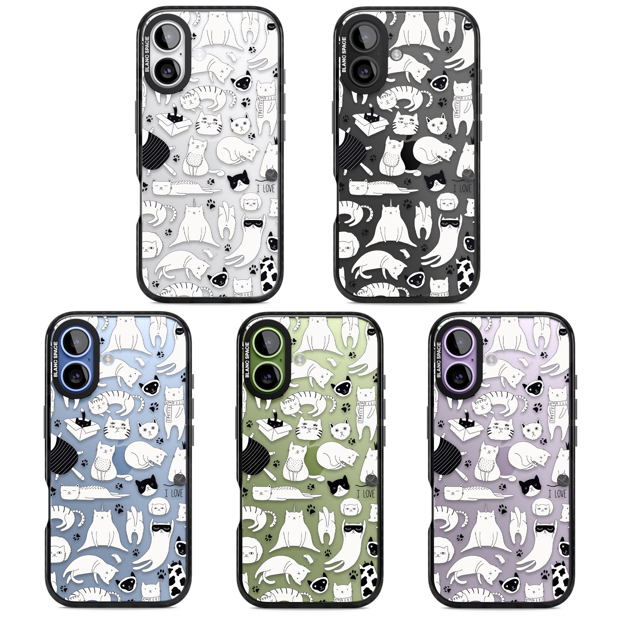 Cartoon Cat Collage Black & White iPhone 17 Impact Black Phone Case APT Impact Protection
