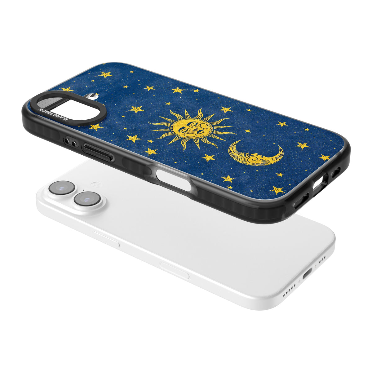 Sun & Moon Reverie iPhone 16 / iPhone 16 Plus / iPhone 17 Impact Black Phone Case angled