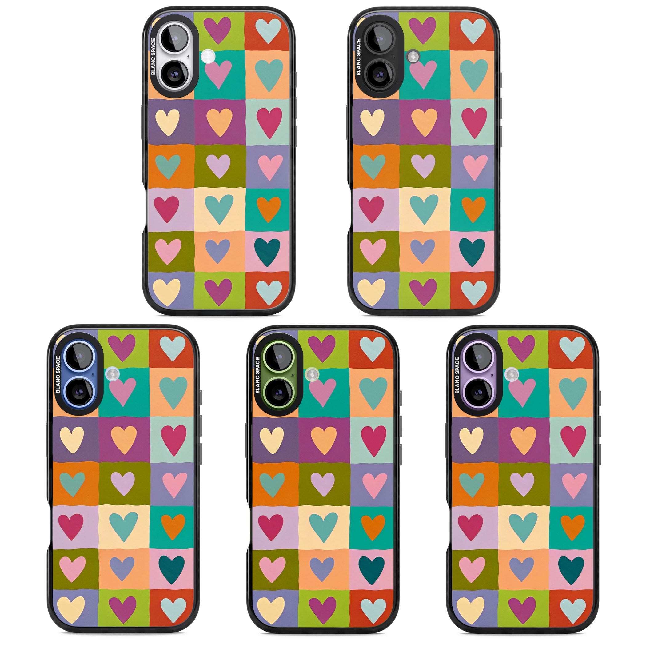 Multicolour Checked Hearts iPhone 17 Impact Black Phone Case APT Impact Protection