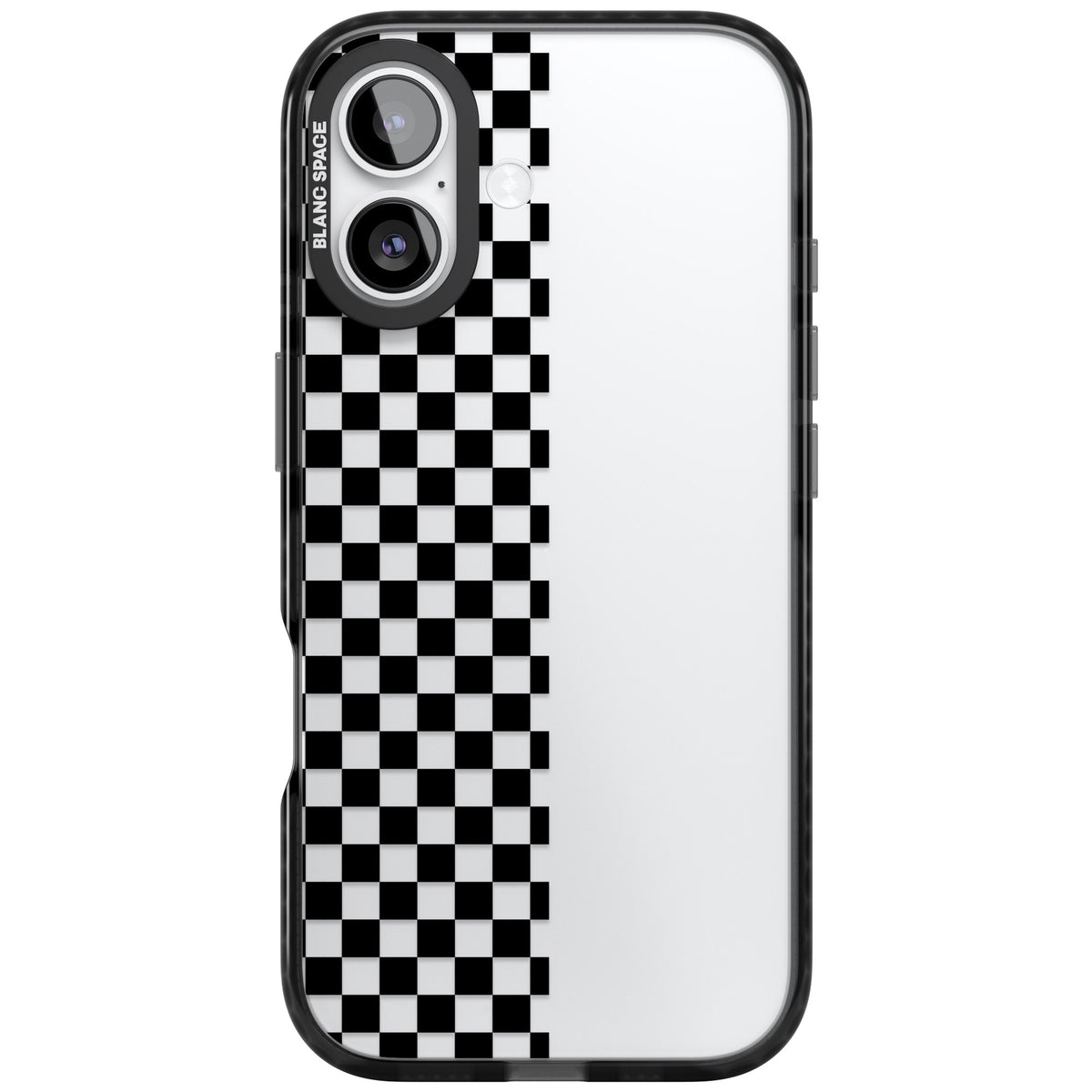 Half Black Check iPhone 16 / iPhone 16 Plus / iPhone 17 Impact Black Phone Case front