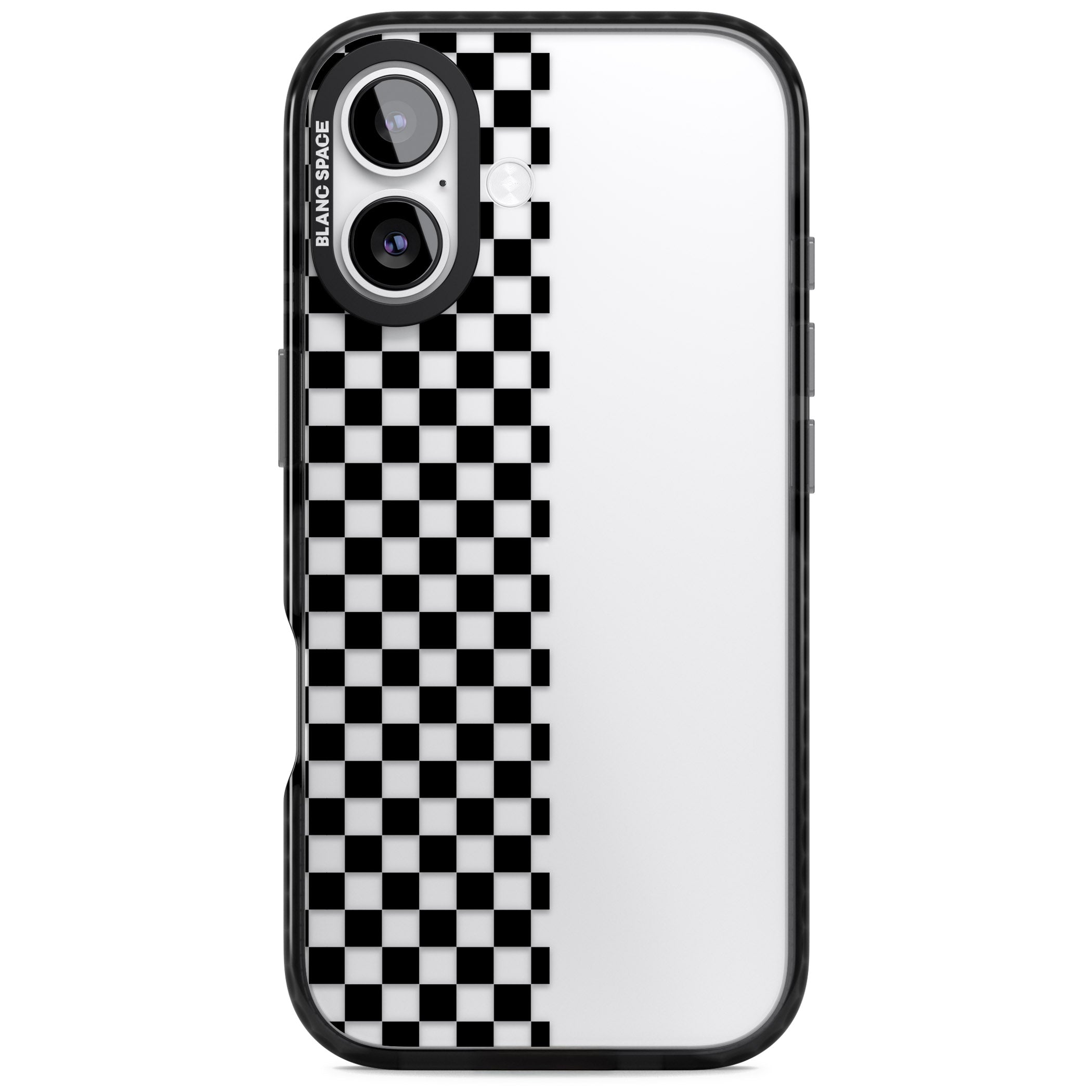 Checker: Half Black Check On Clear iPhone 17 Impact Black Phone Case