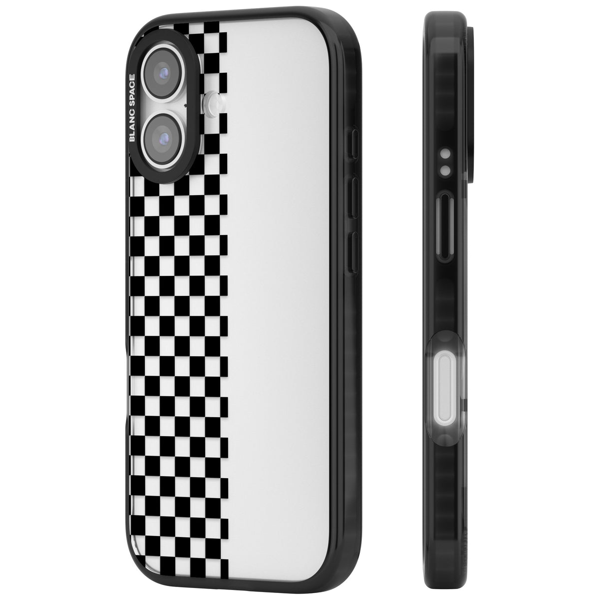 Half Black Check iPhone 16 / iPhone 16 Plus / iPhone 17 Impact Black Phone Case side