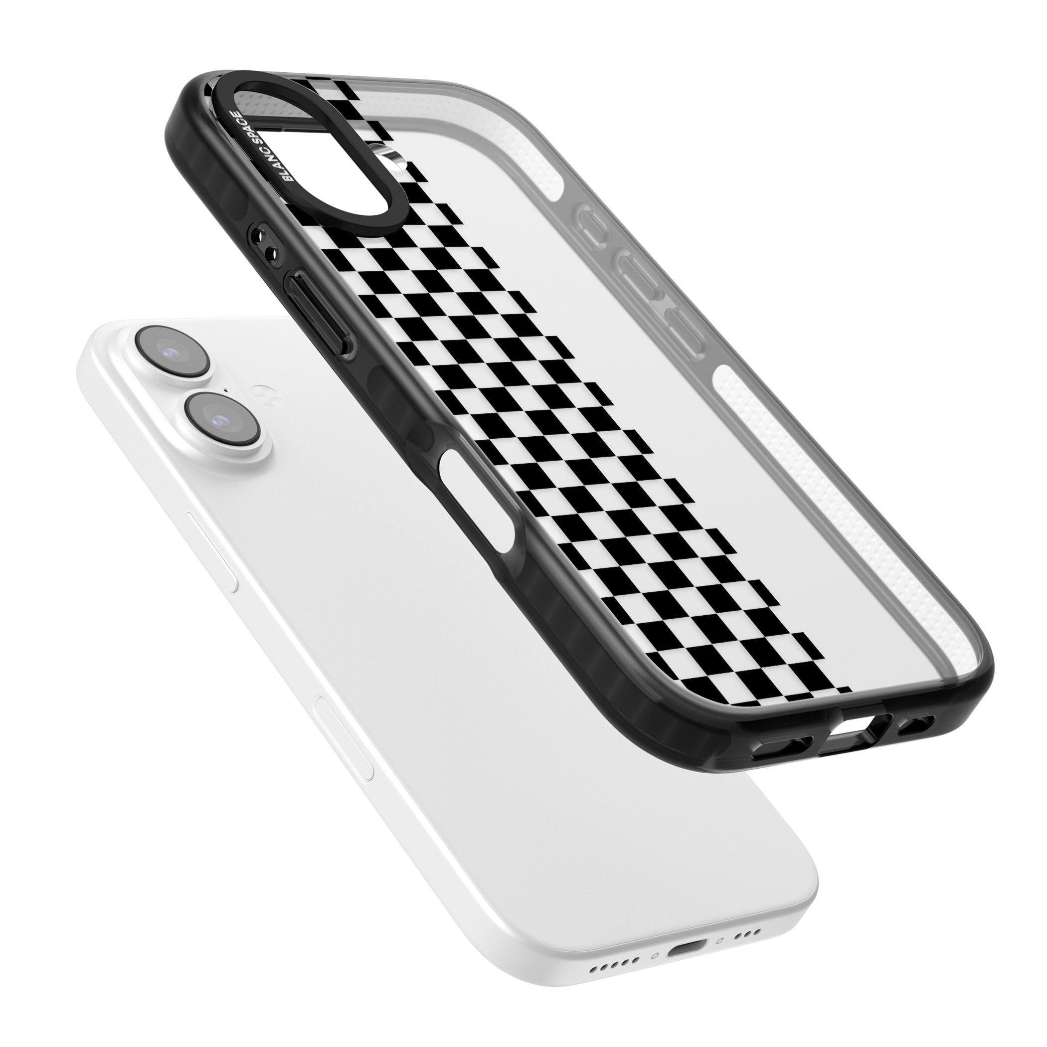 Checker: Half Black Check On Clear iPhone 17 Impact Black Phone Case Colours