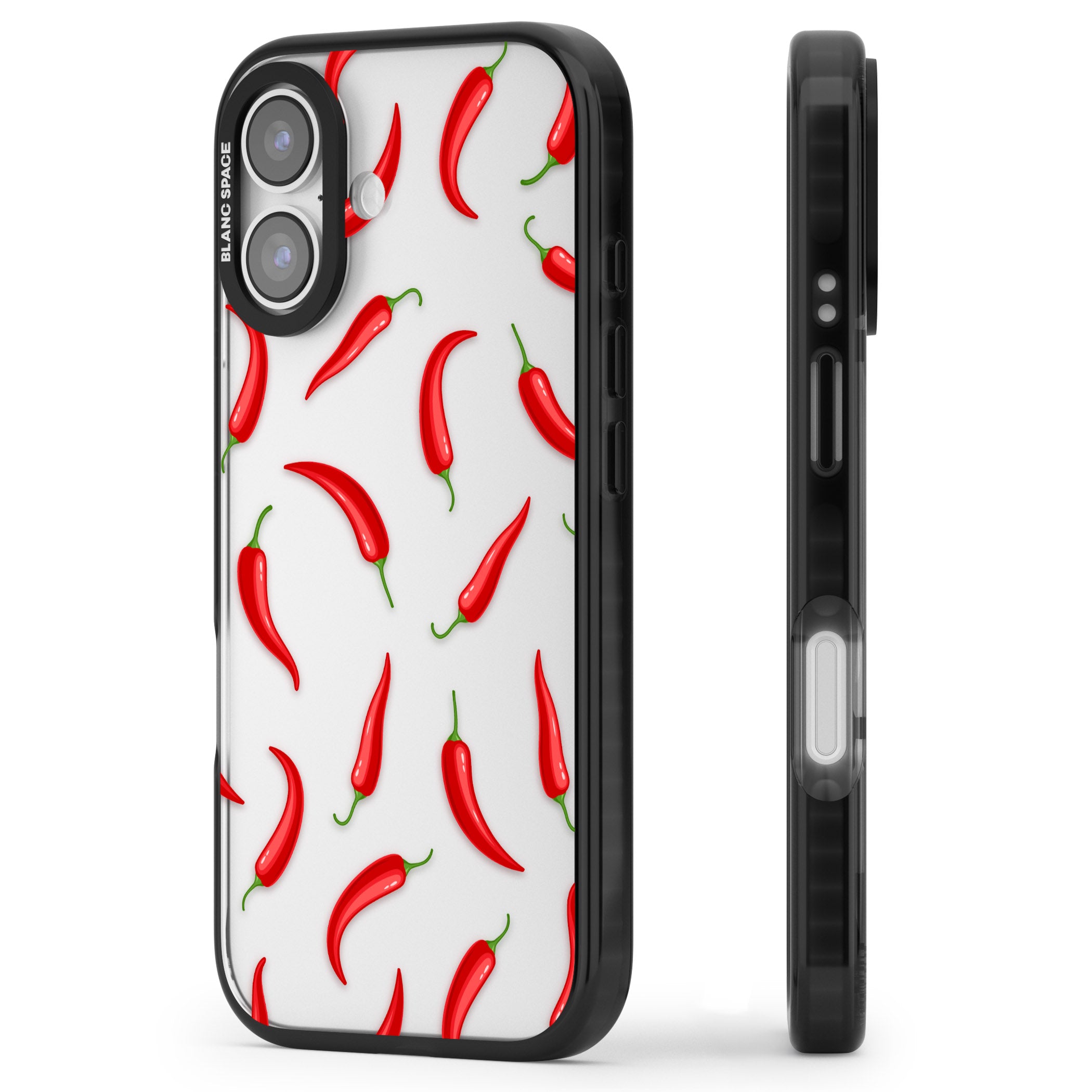 Chilli Pattern iPhone 17 Impact Black Phone Case Side Profile