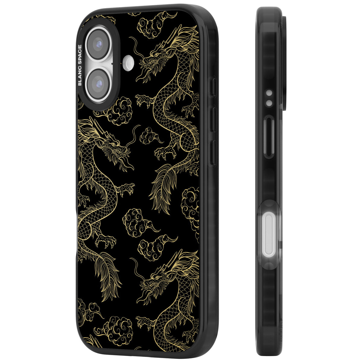Golden Dynasty iPhone 16 / iPhone 16 Plus / iPhone 17 Impact Black Phone Case side