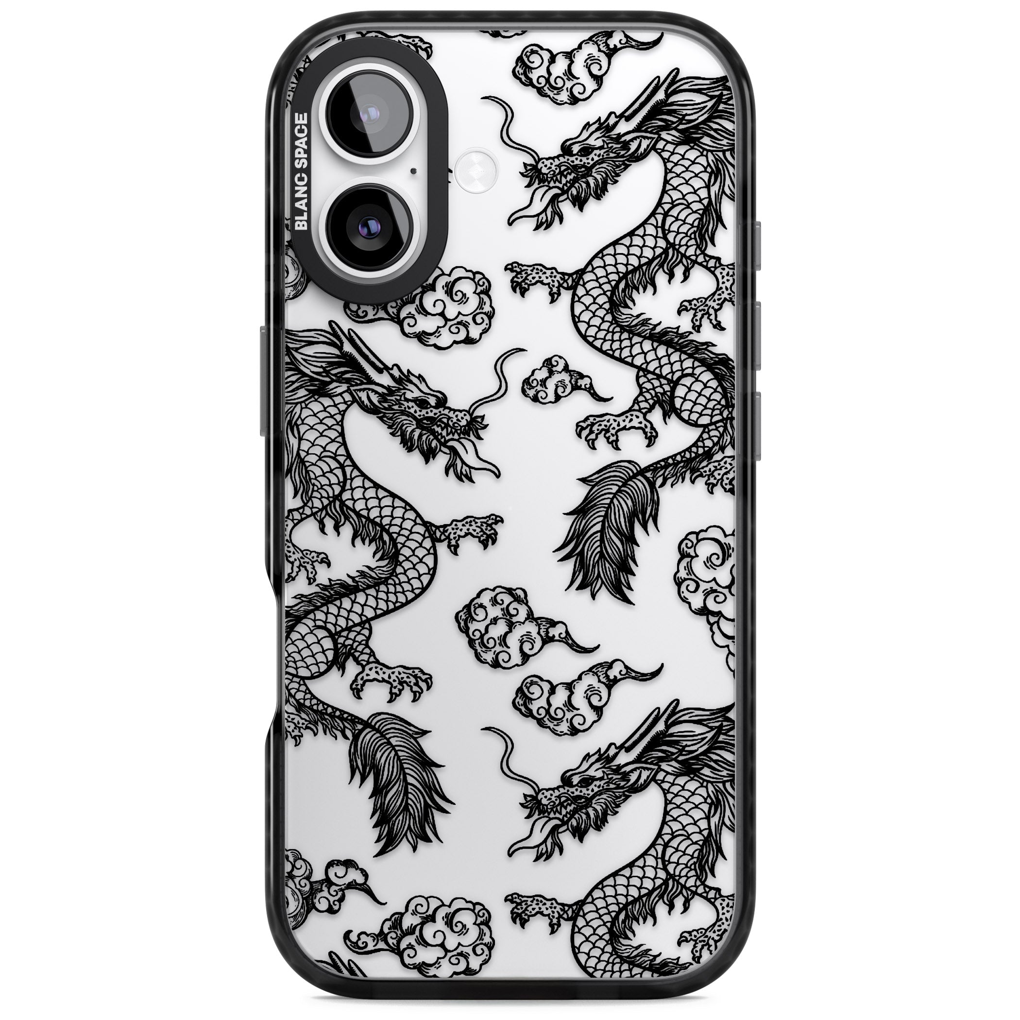 Black Dragon Pattern iPhone 17 Impact Black Phone Case
