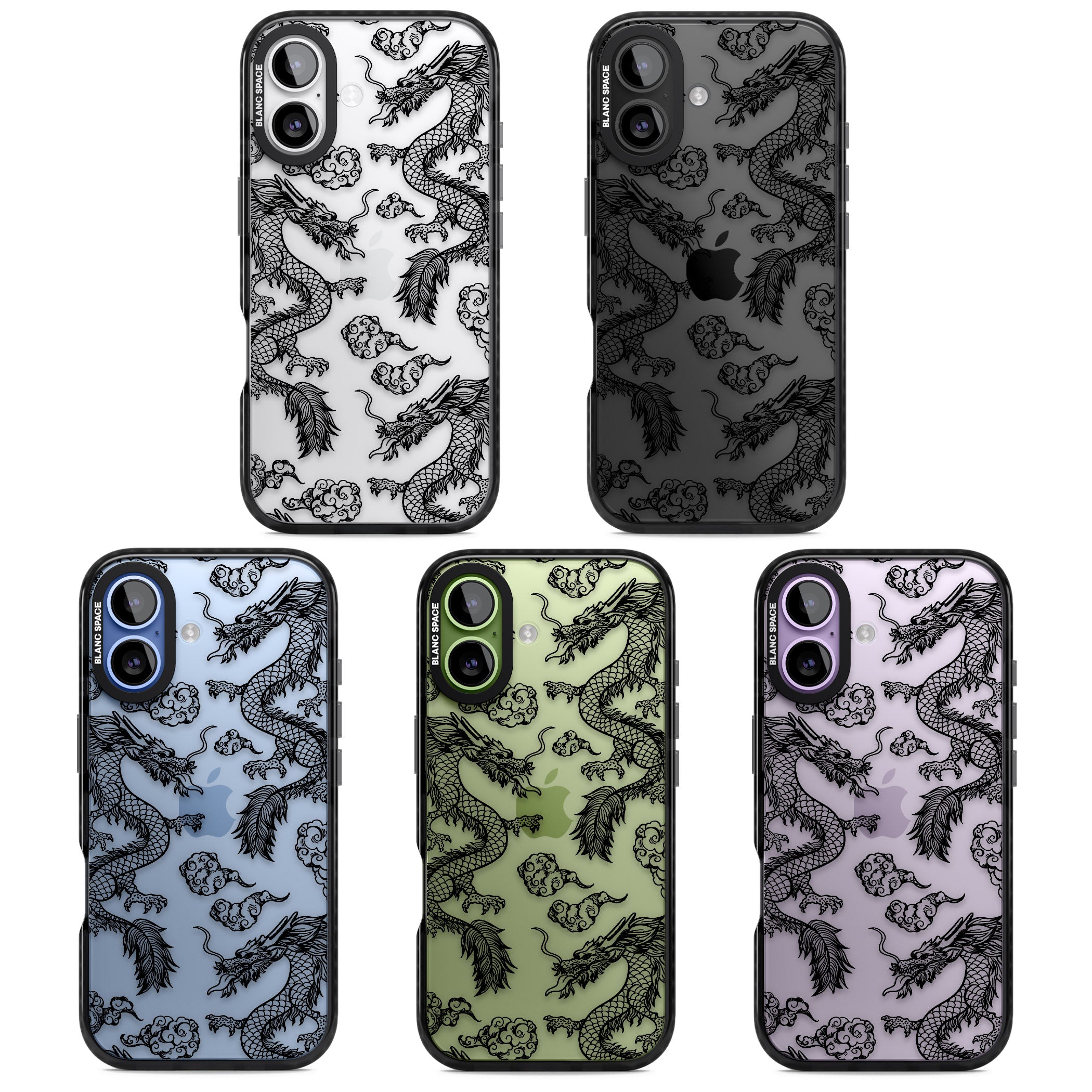 Black Dragon Pattern iPhone 17 Impact Black Phone Case APT Impact Protection