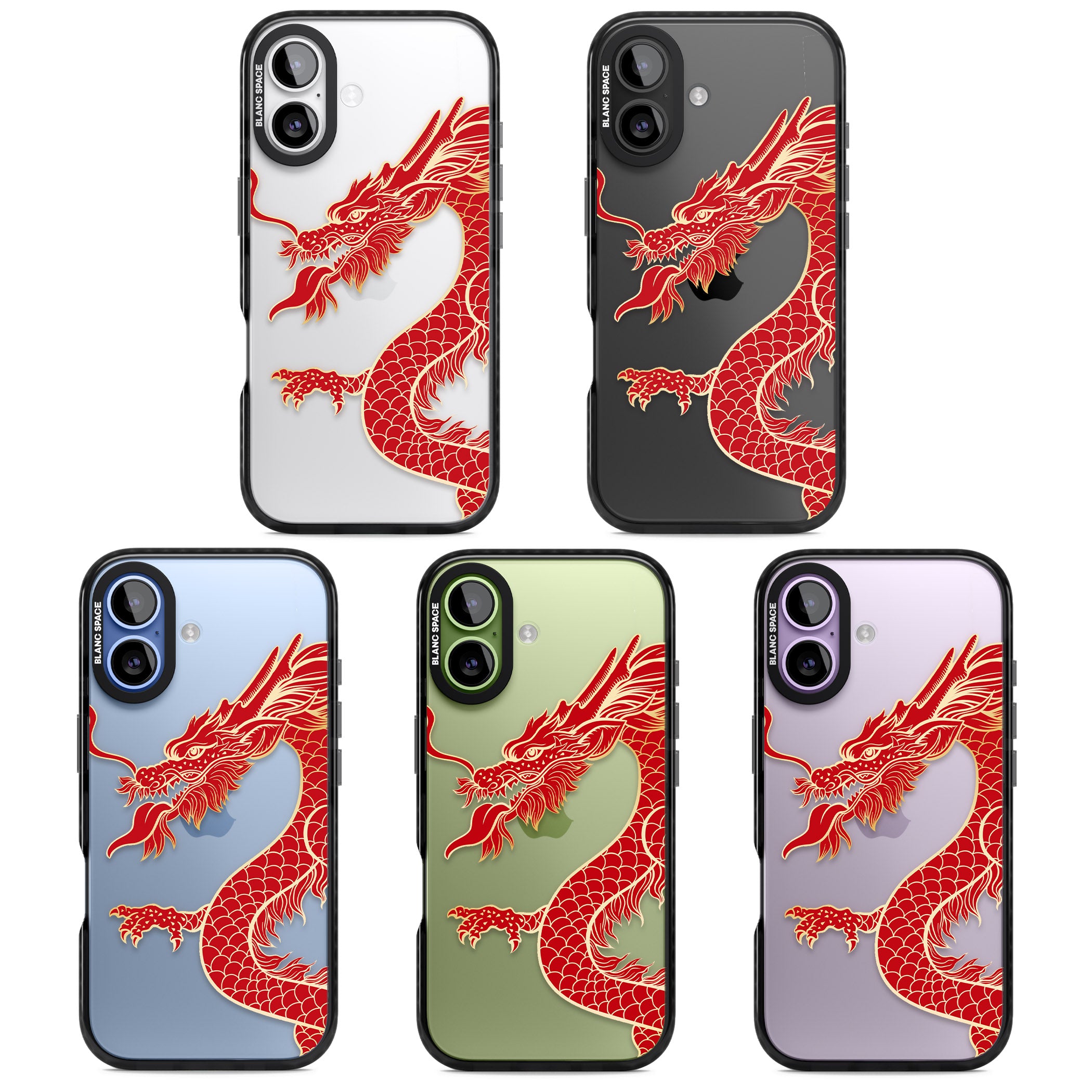 Large Red Dragon iPhone 17 Impact Black Phone Case APT Impact Protection