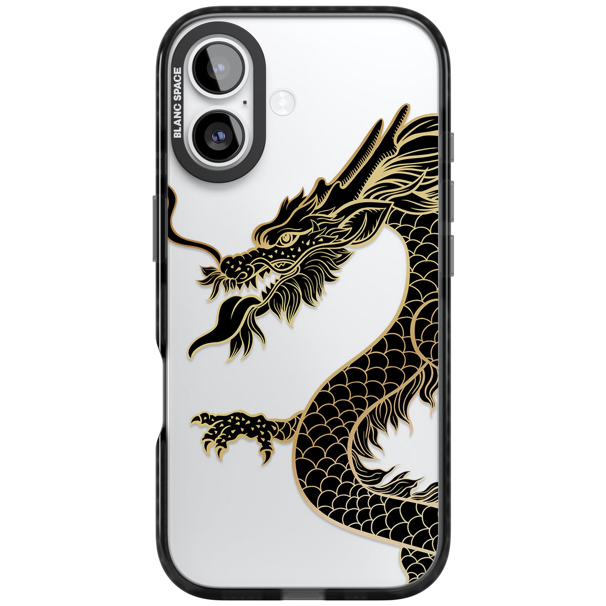 Large Black Dragon iPhone 16 / iPhone 16 Plus / iPhone 17 Impact Black Phone Case front