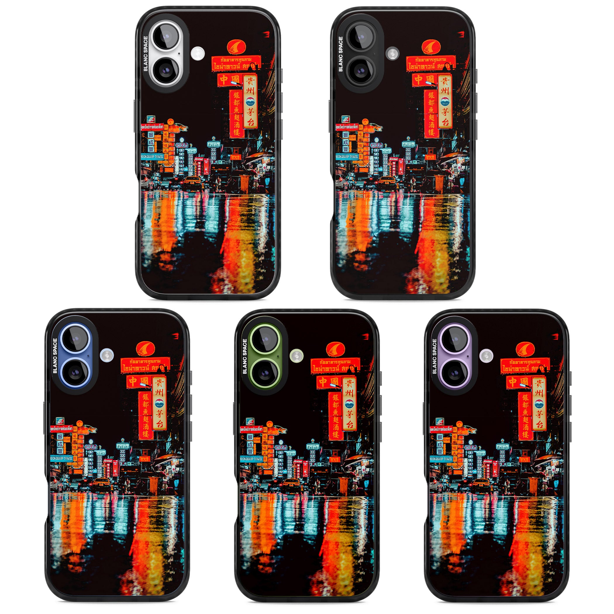 Neon City iPhone 17 Impact Black Phone Case APT Impact Protection