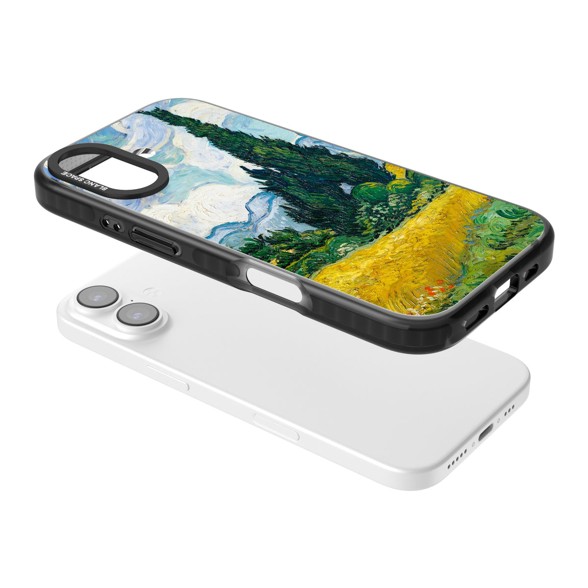 Wheat Field With Cypresses By Vincent Van Gogh iPhone 16 / iPhone 16 Plus / iPhone 17 Impact Black Phone Case angled