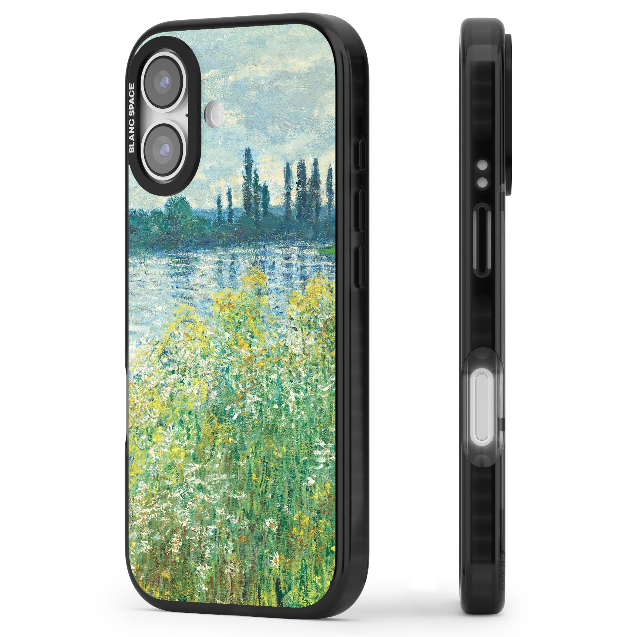 Banks Of The Seine By Claude Monet iPhone 17 Impact Black Phone Case Side Profile