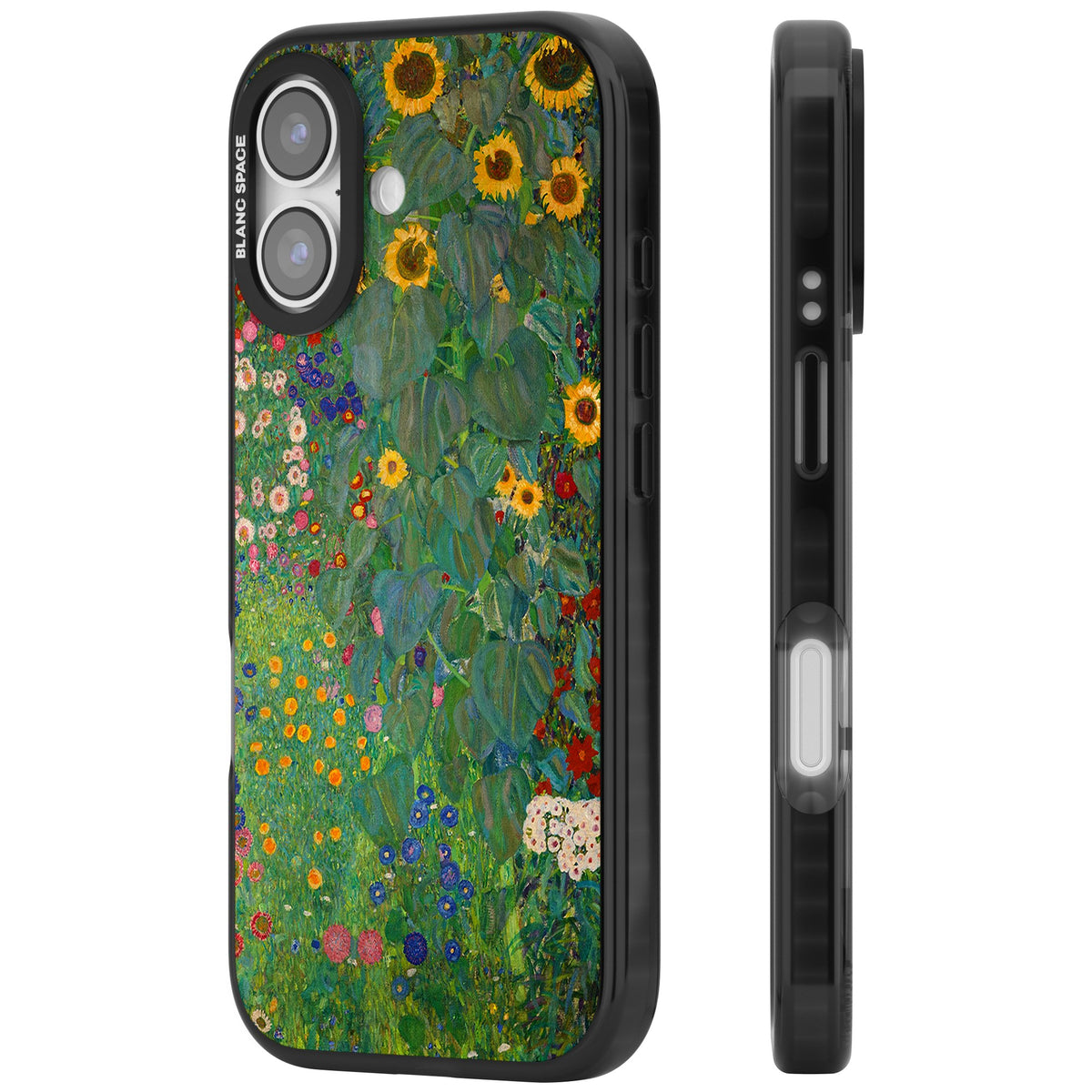Farm Garden With Sunflowers iPhone 16 / iPhone 16 Plus / iPhone 17 Impact Black Phone Case side