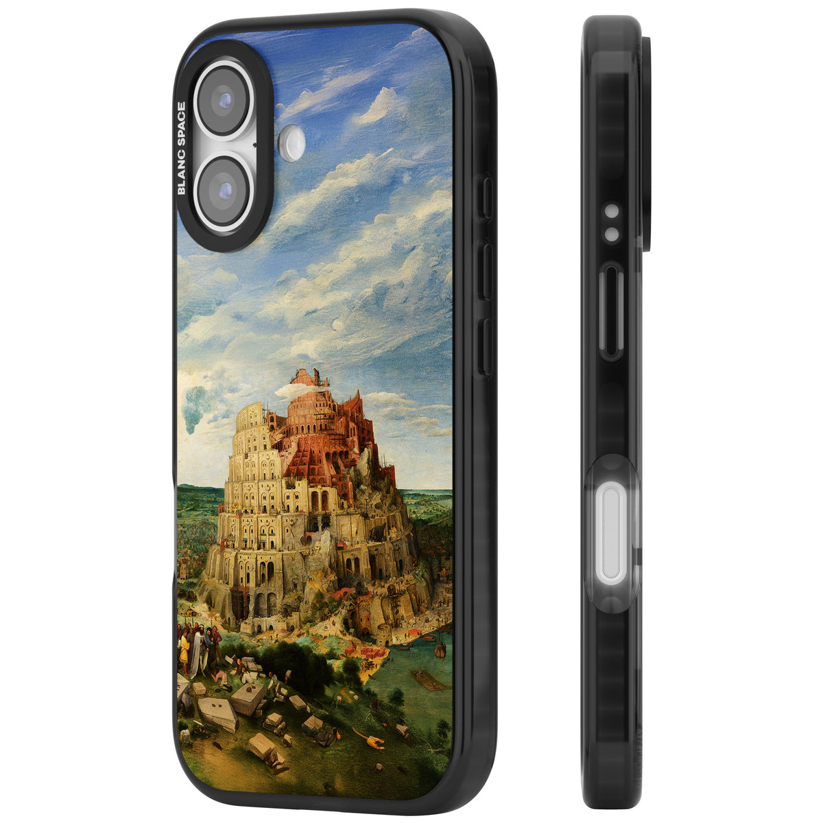 Tower Of Babel iPhone 16 / iPhone 16 Plus / iPhone 17 Impact Black Phone Case side