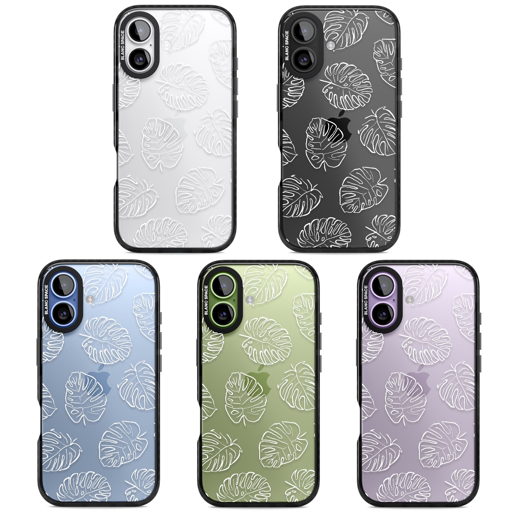 Monstera Outline iPhone 17 Impact Black Phone Case APT Impact Protection