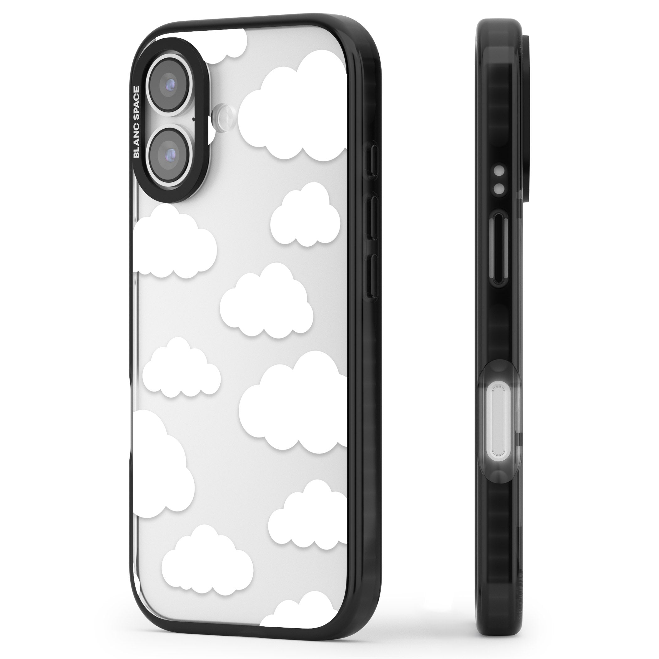 Cloud Pattern iPhone 17 Impact Black Phone Case Side Profile