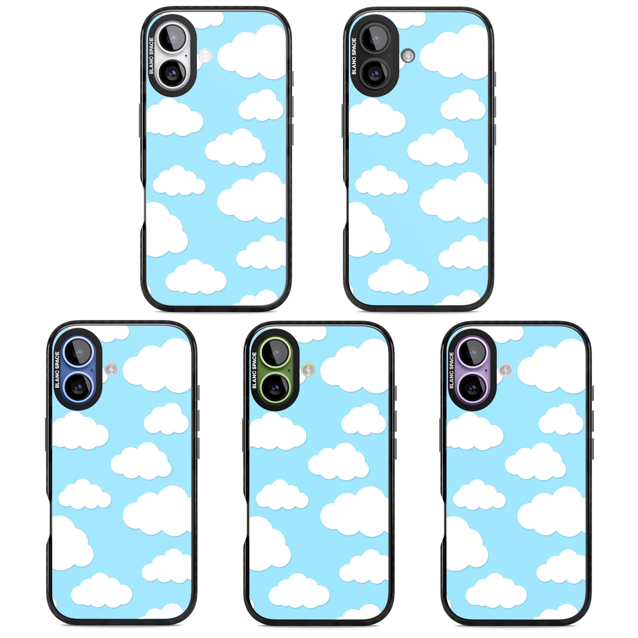 Blue Sky & Clouds Pattern iPhone 17 Impact Black Phone Case APT Impact Protection