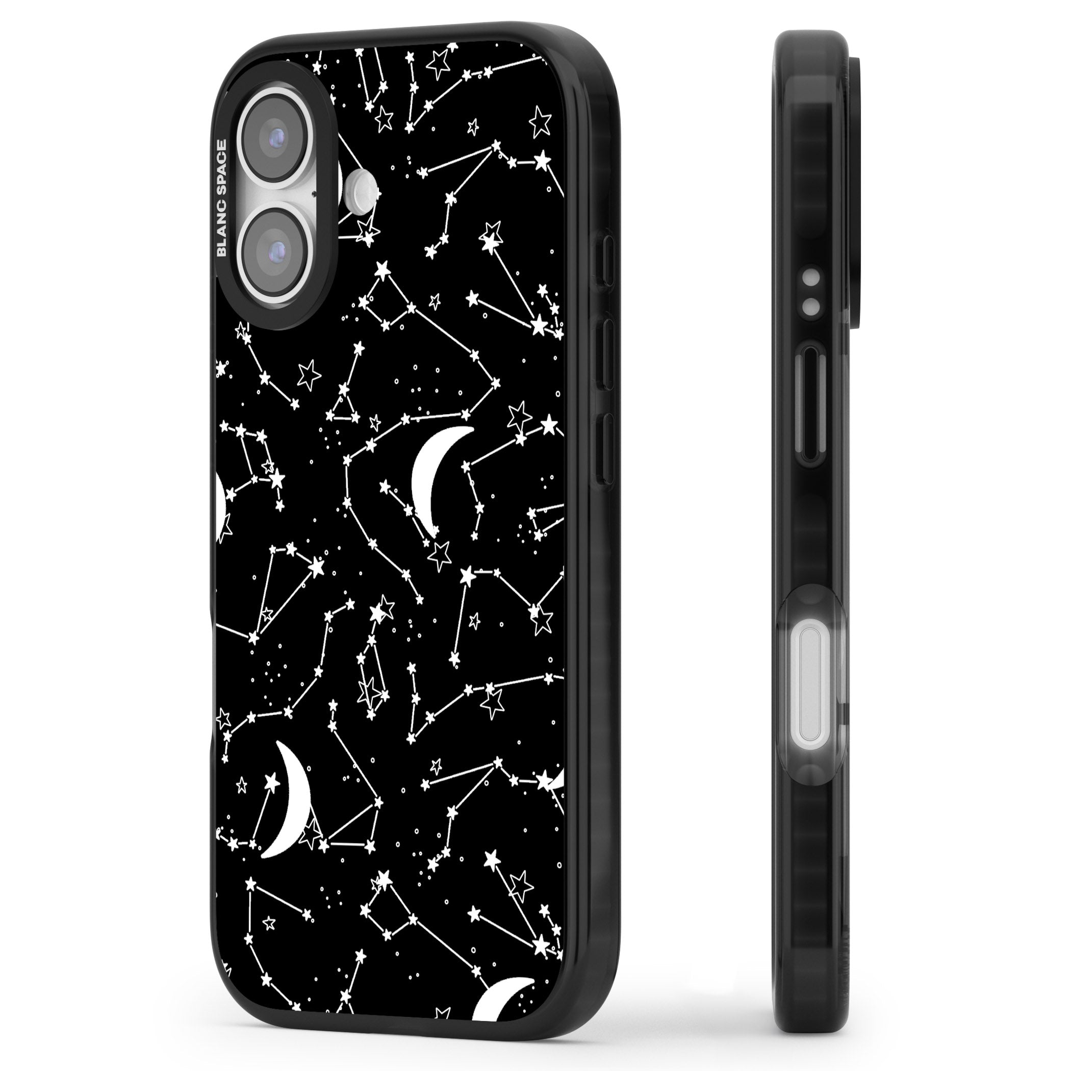 Black Celestial Constellations iPhone 17 Impact Black Phone Case Side Profile
