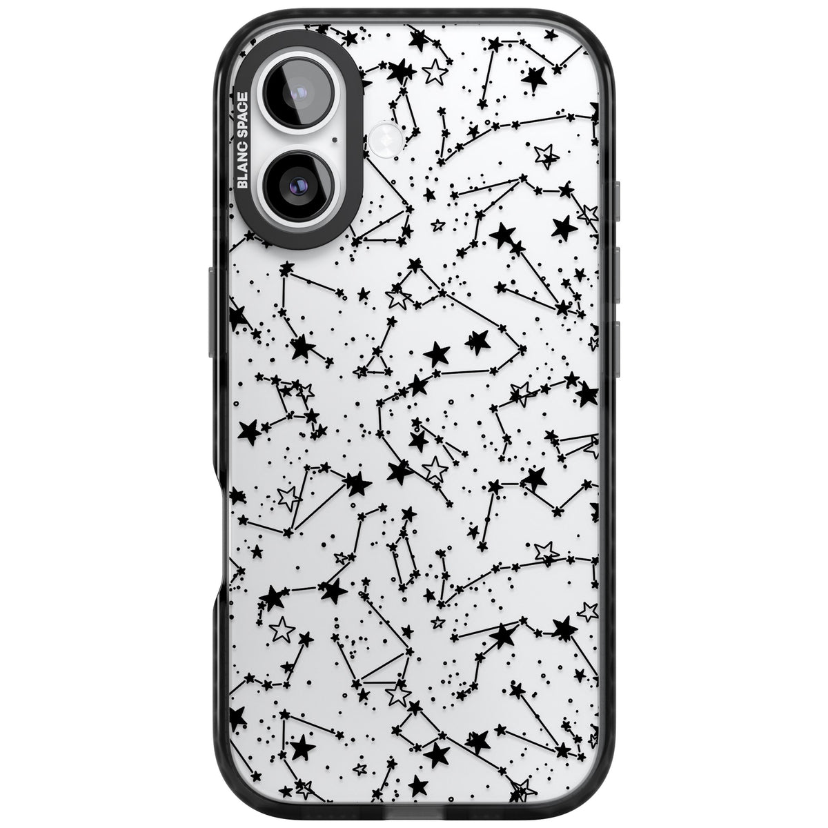 Midnight Constellations iPhone 16 / iPhone 16 Plus / iPhone 17 Impact Black Phone Case front