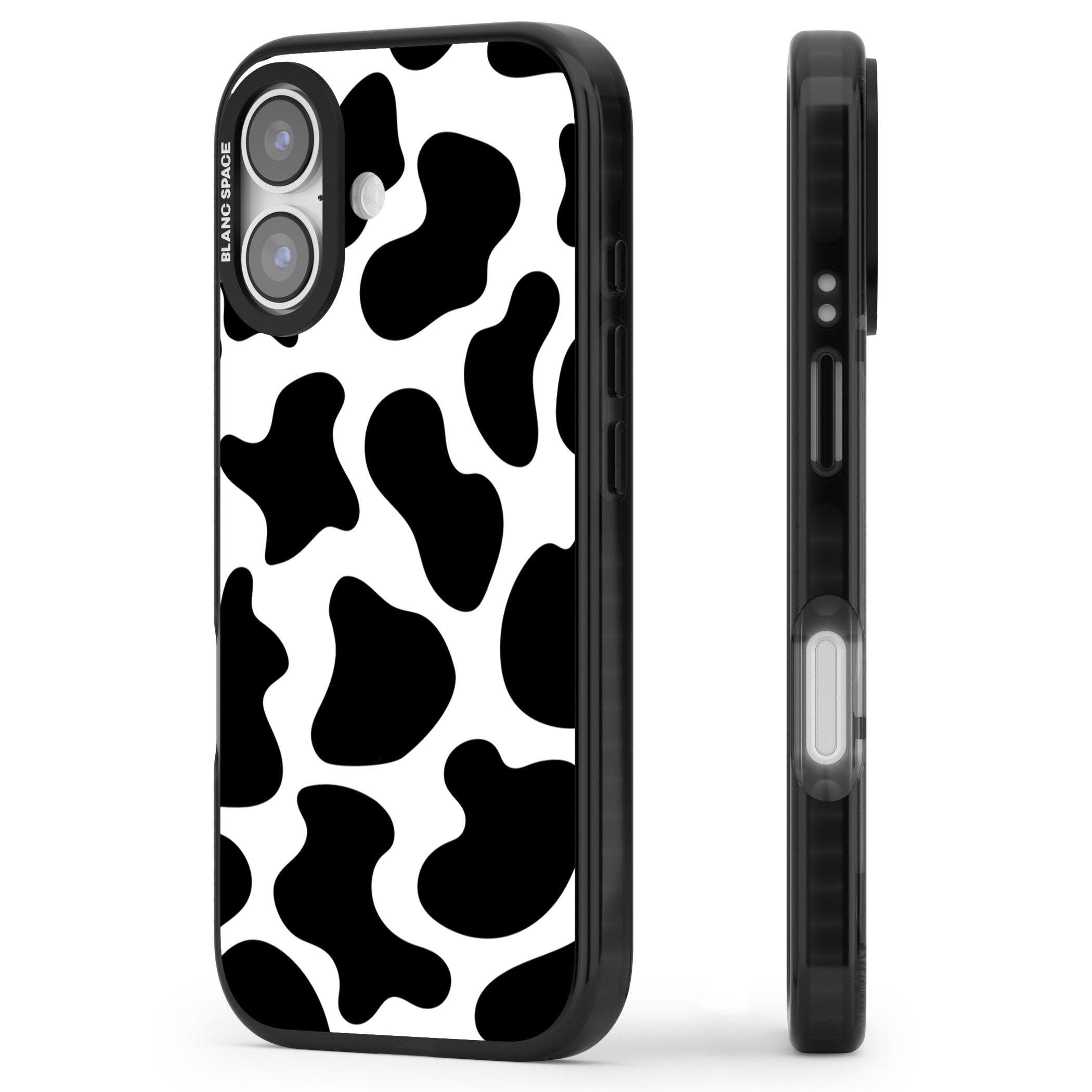 Cow Print iPhone 17 Impact Black Phone Case Side Profile
