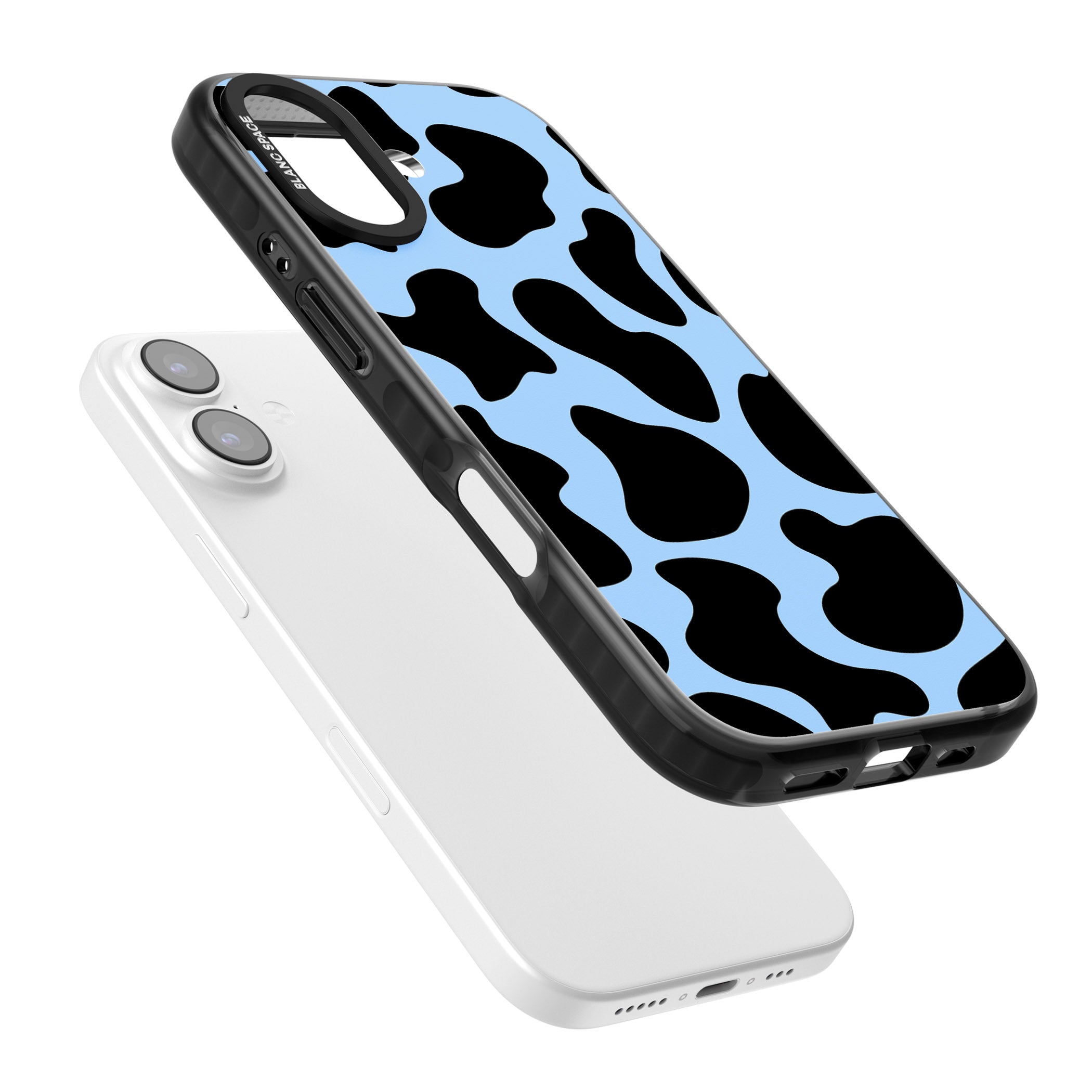 Blue And Black Cow Print iPhone 17 Impact Black Phone Case Colours
