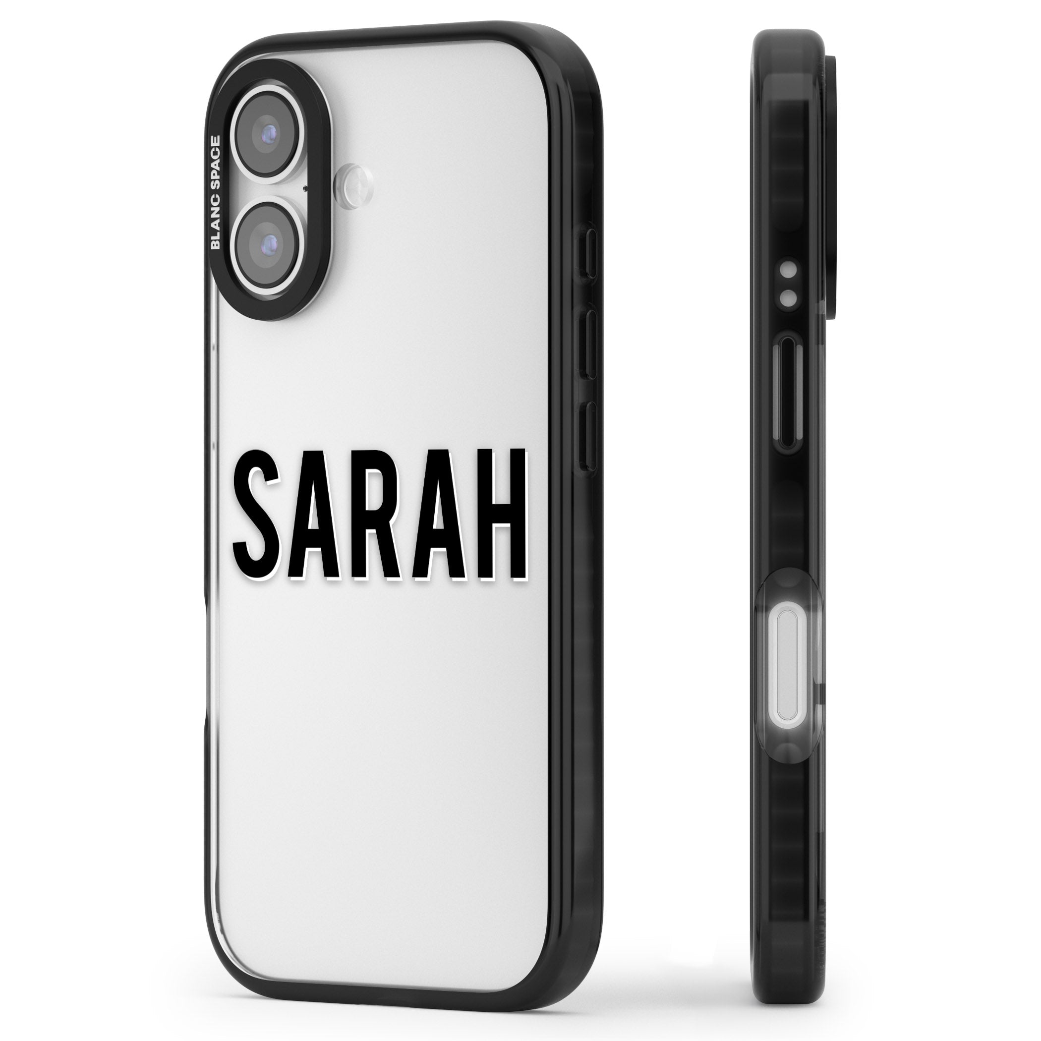 Personalised Clear Name iPhone 17 Impact Black Phone Case Side Profile