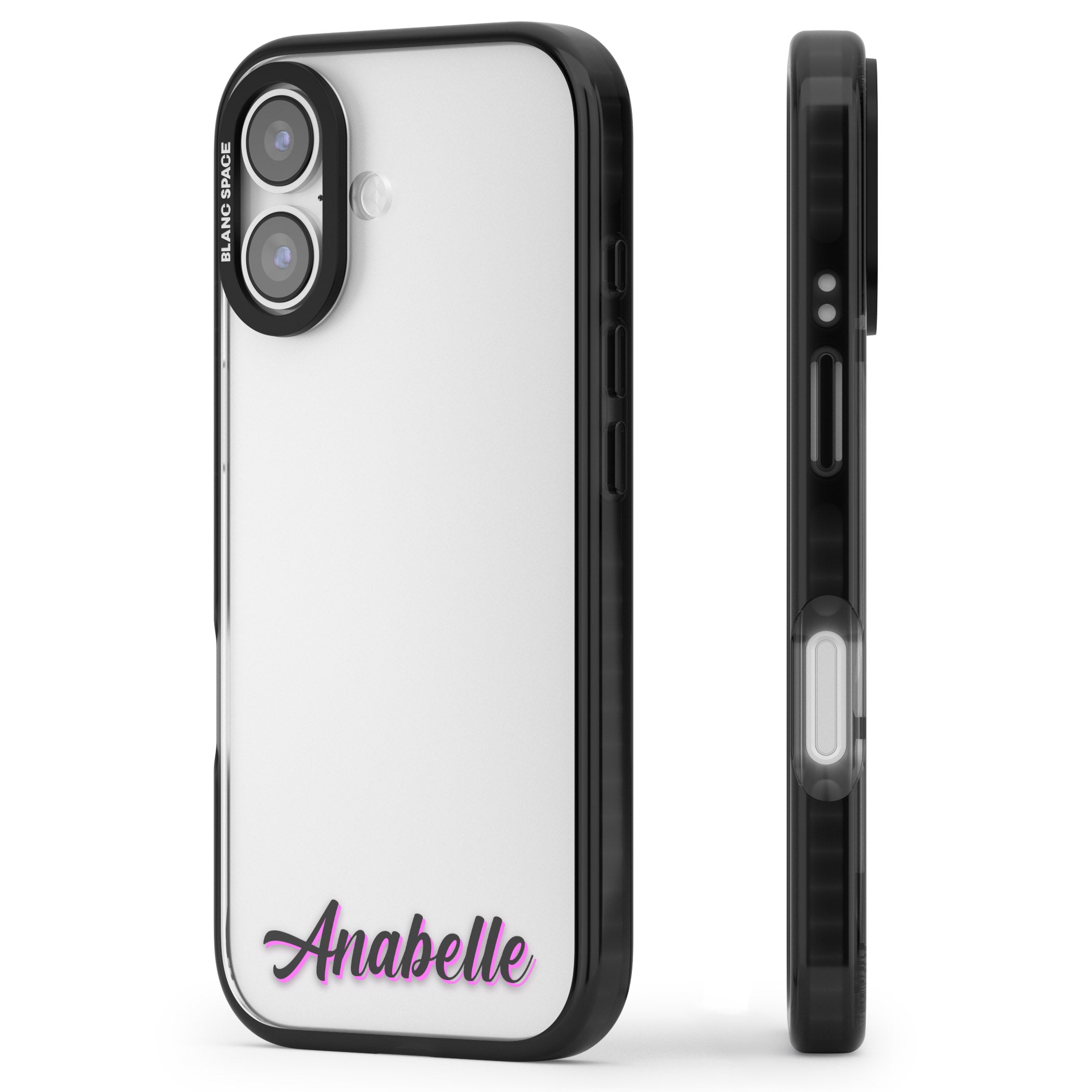 Personalised Cute Bottom Name iPhone 17 Impact Black Phone Case Side Profile
