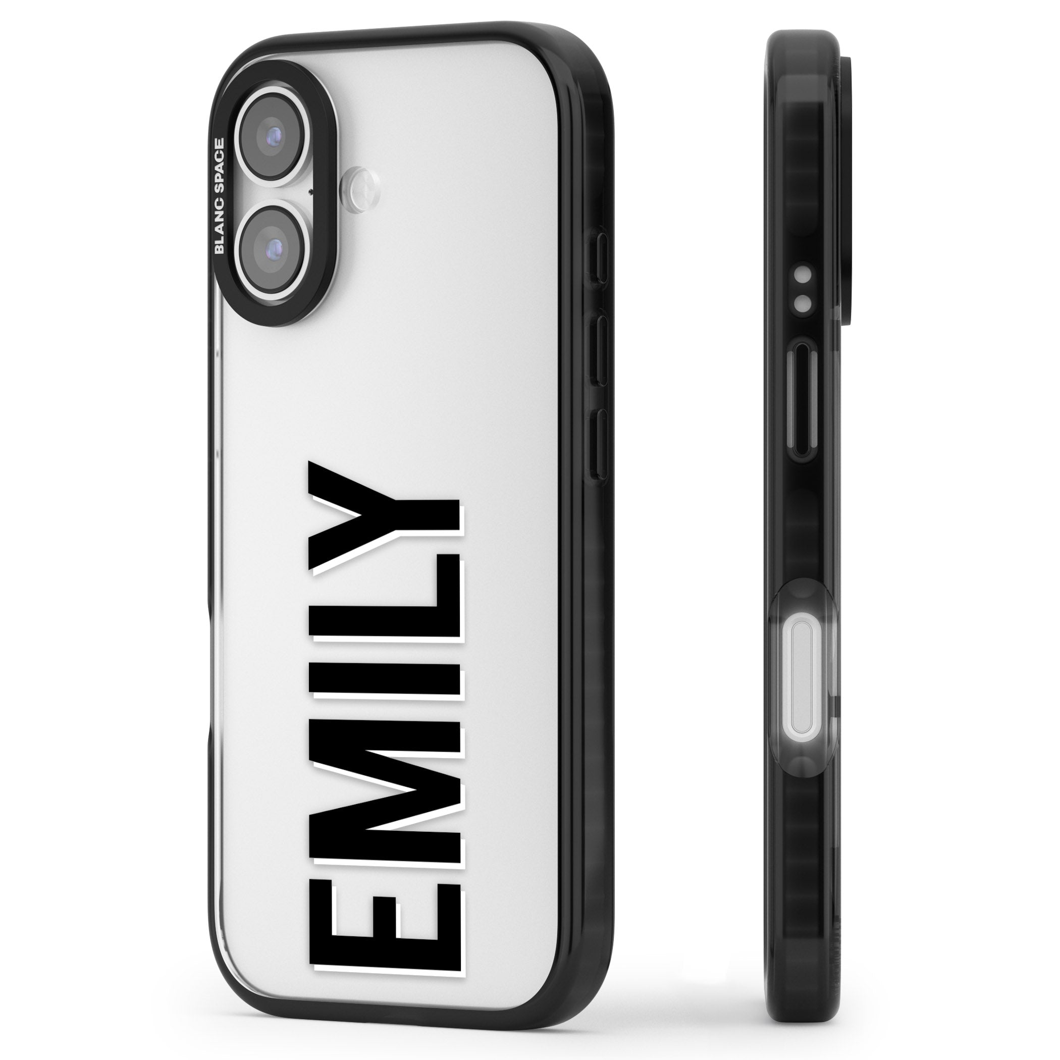 Personalised Vertical Name iPhone 17 Impact Black Phone Case Side Profile