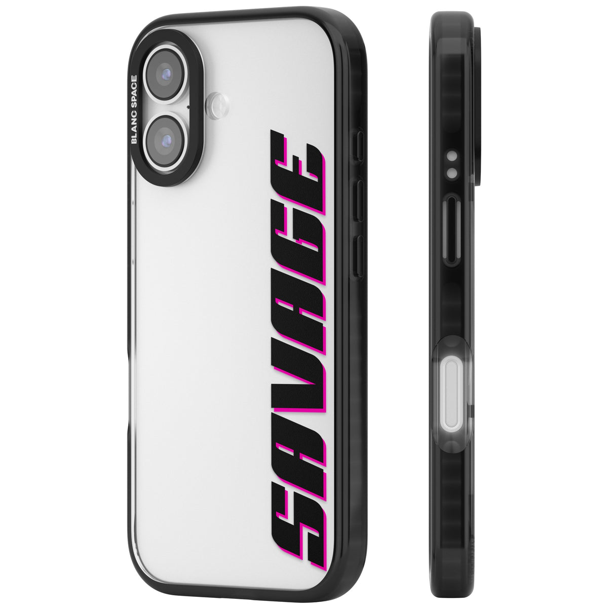 Personalised Cool Vertical Name iPhone 16 / iPhone 16 Plus / iPhone 17 Impact Black Phone Case side