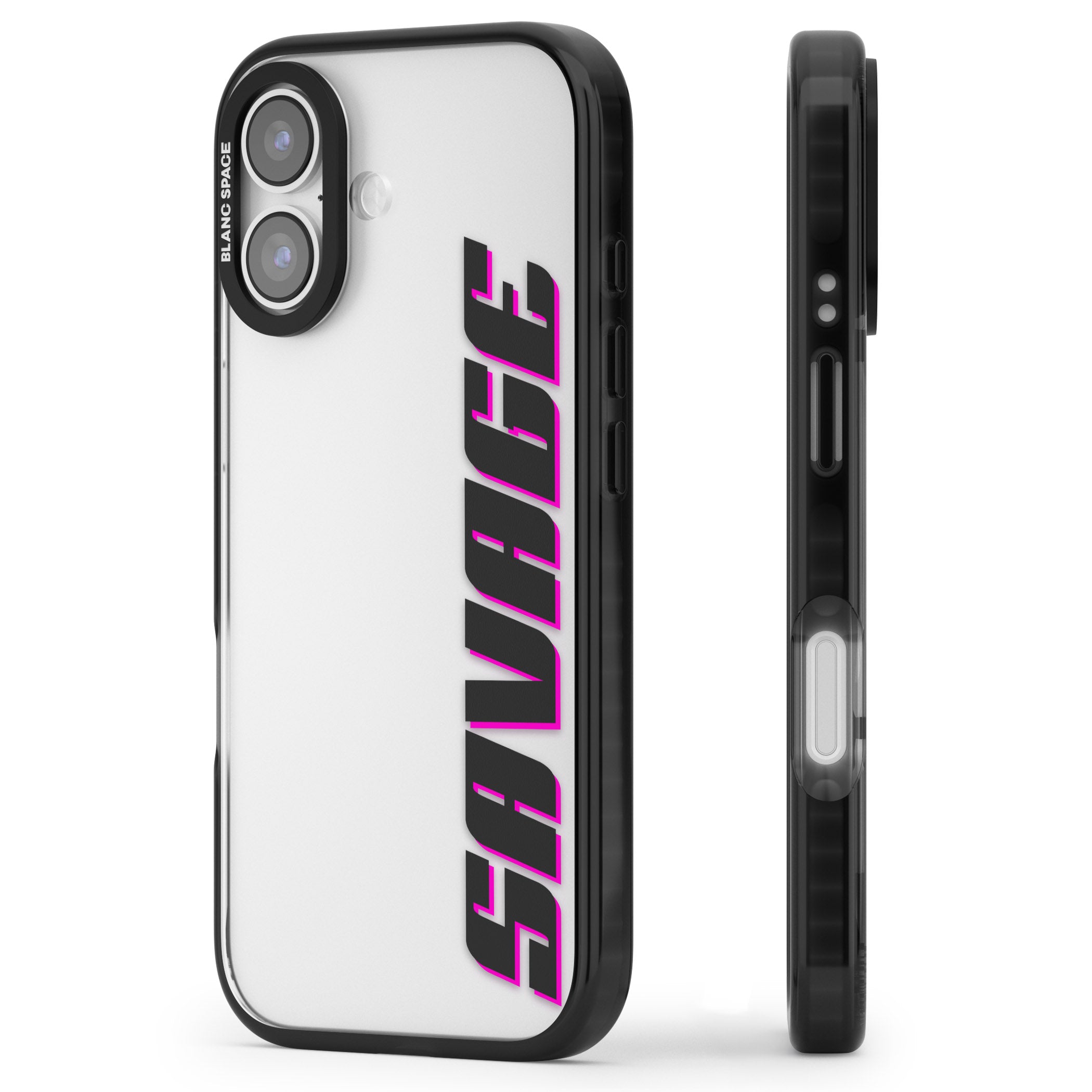 Personalised Cool Vertical Name iPhone 17 Impact Black Phone Case Side Profile