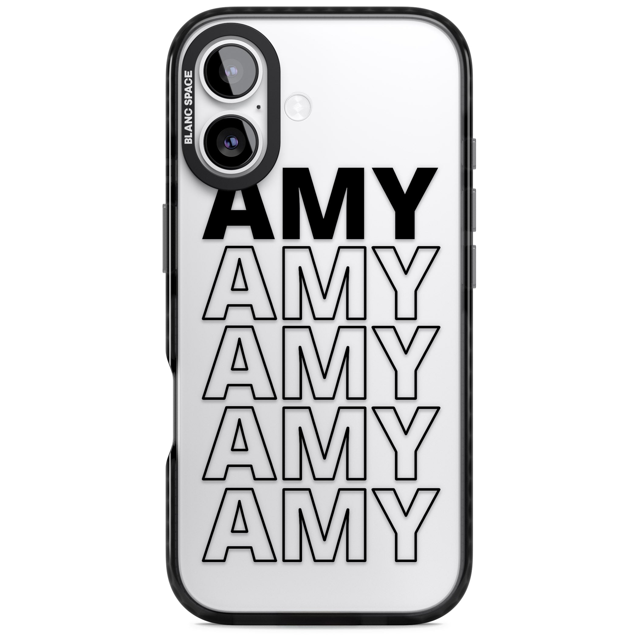 Personalised Bold Name Repetition iPhone 17 Impact Black Phone Case