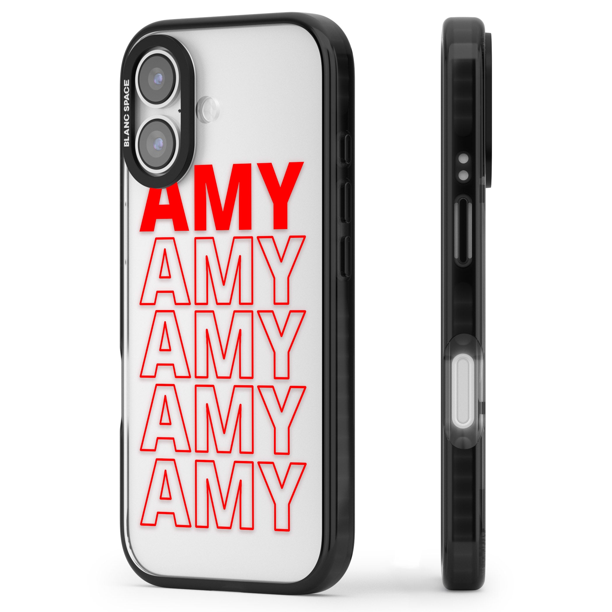 Personalised Bold Name Repeat iPhone 17 Impact Black Phone Case Side Profile