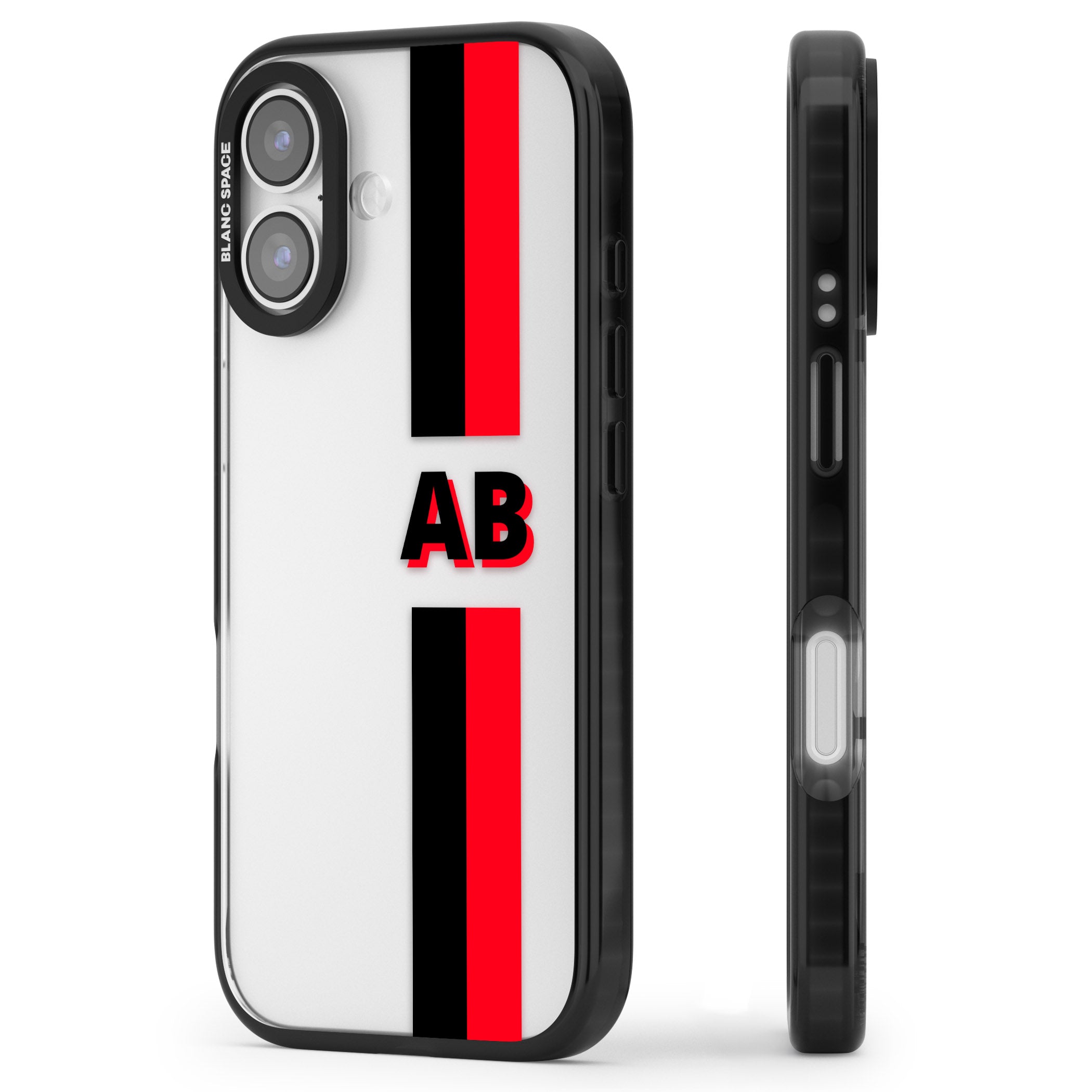 Personalised Bold Stripe iPhone 17 Impact Black Phone Case Side Profile