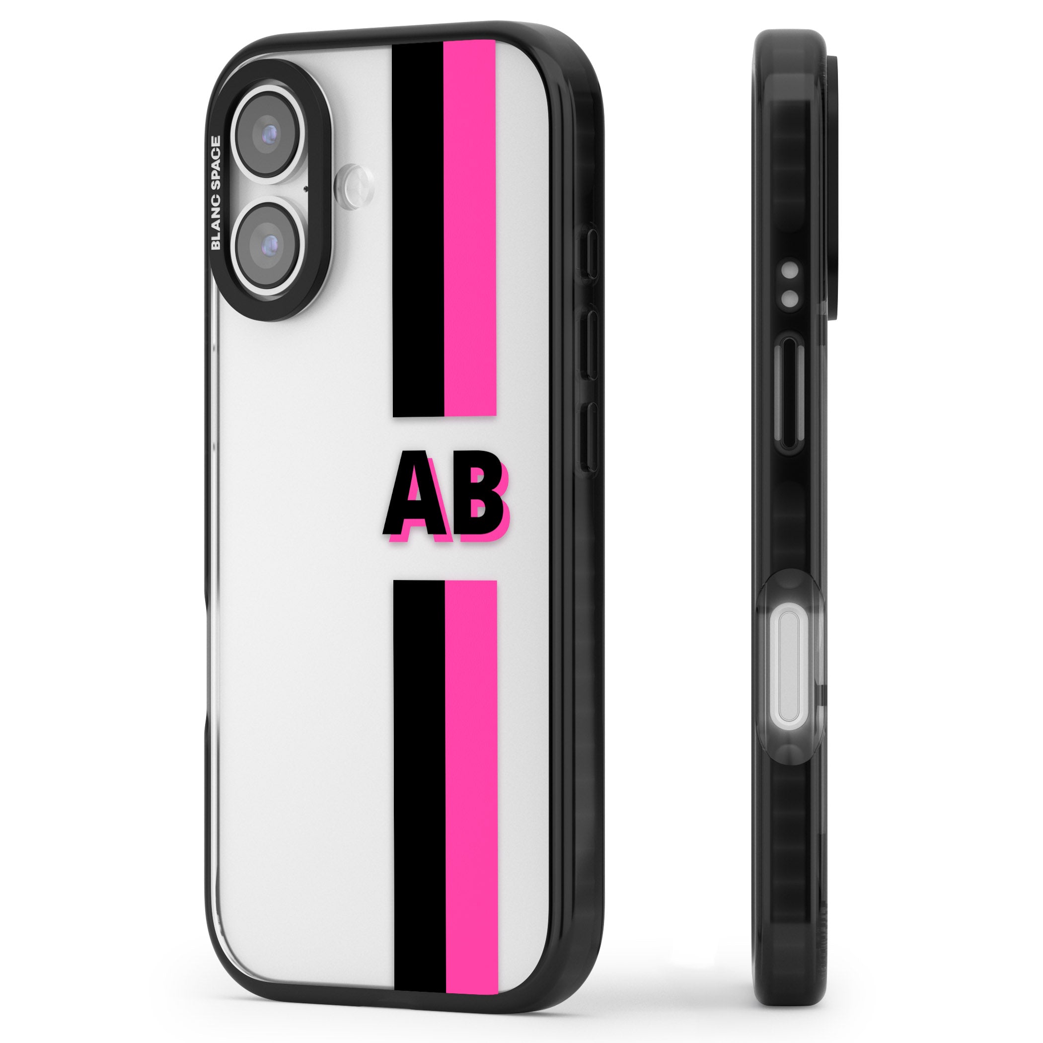 Personalised Bold Name Stripe iPhone 17 Impact Black Phone Case Side Profile